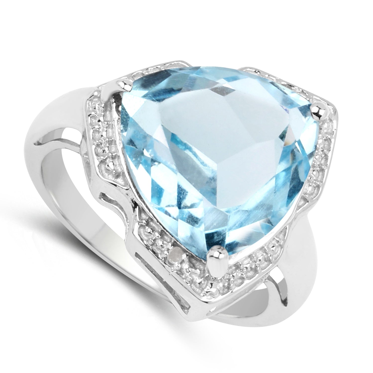 8.30 Carat Genuine Blue Topaz & White Diamond .925 Sterling Silver Ring by Bids.com