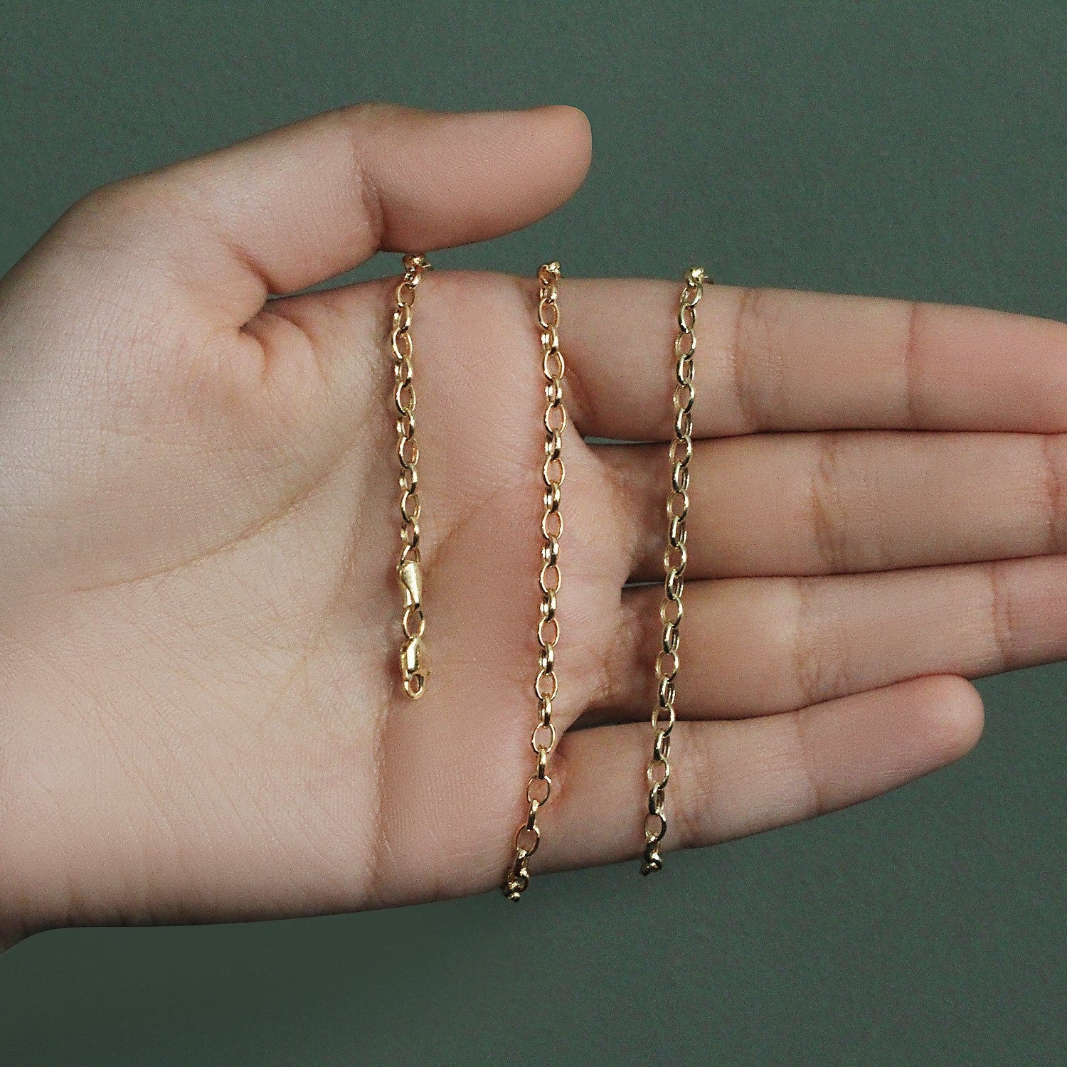 3.2mm 14k Yellow Gold Oval Rolo Chain by Bids.com