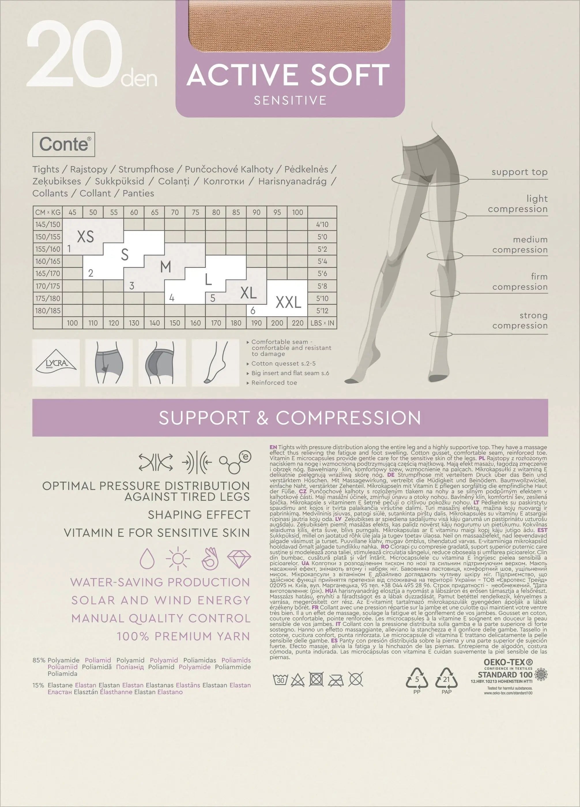 Tights Conte Active Soft 20 Den - Shaping Support with Vitamin E DestGlow