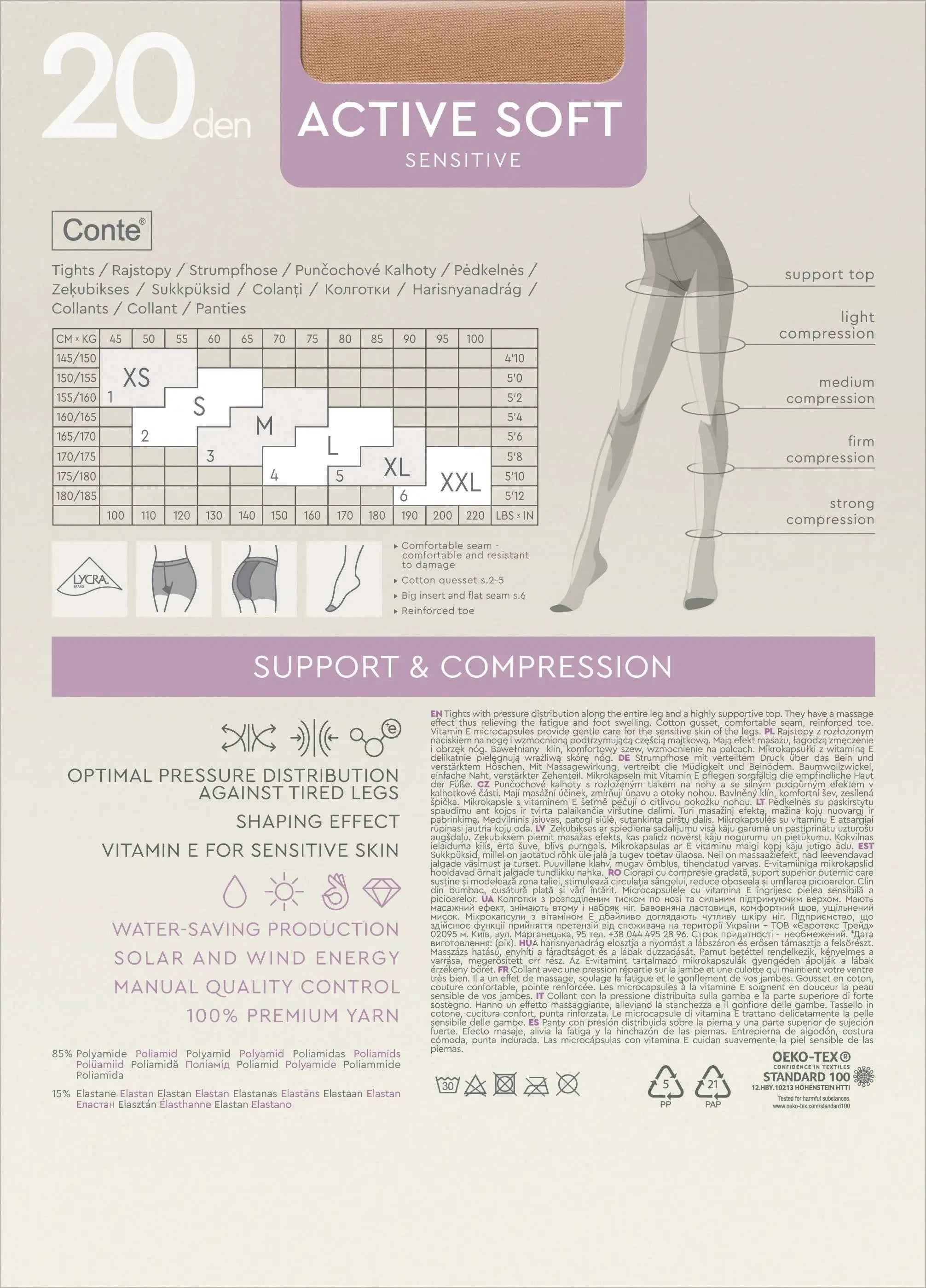 Tights Conte Active Soft 20 Den - Shaping Support with Vitamin E DestGlow