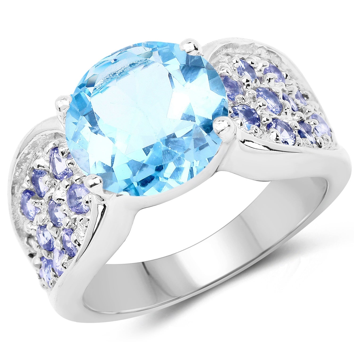 4.77 Carat Genuine Blue Topaz and Tanzanite .925 Sterling Silver Ring by Bids.com