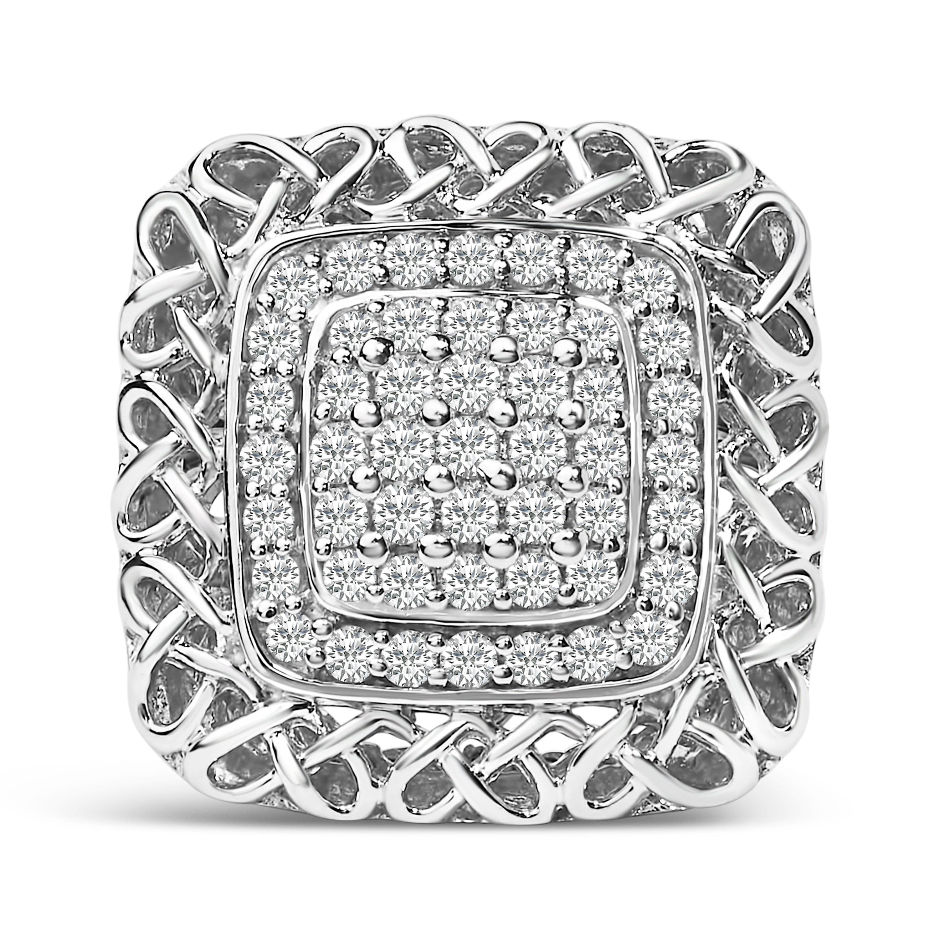 Sterling Silver 1.0 Cttw Diamond Celtic Knot Cocktail Ring by Bids.com