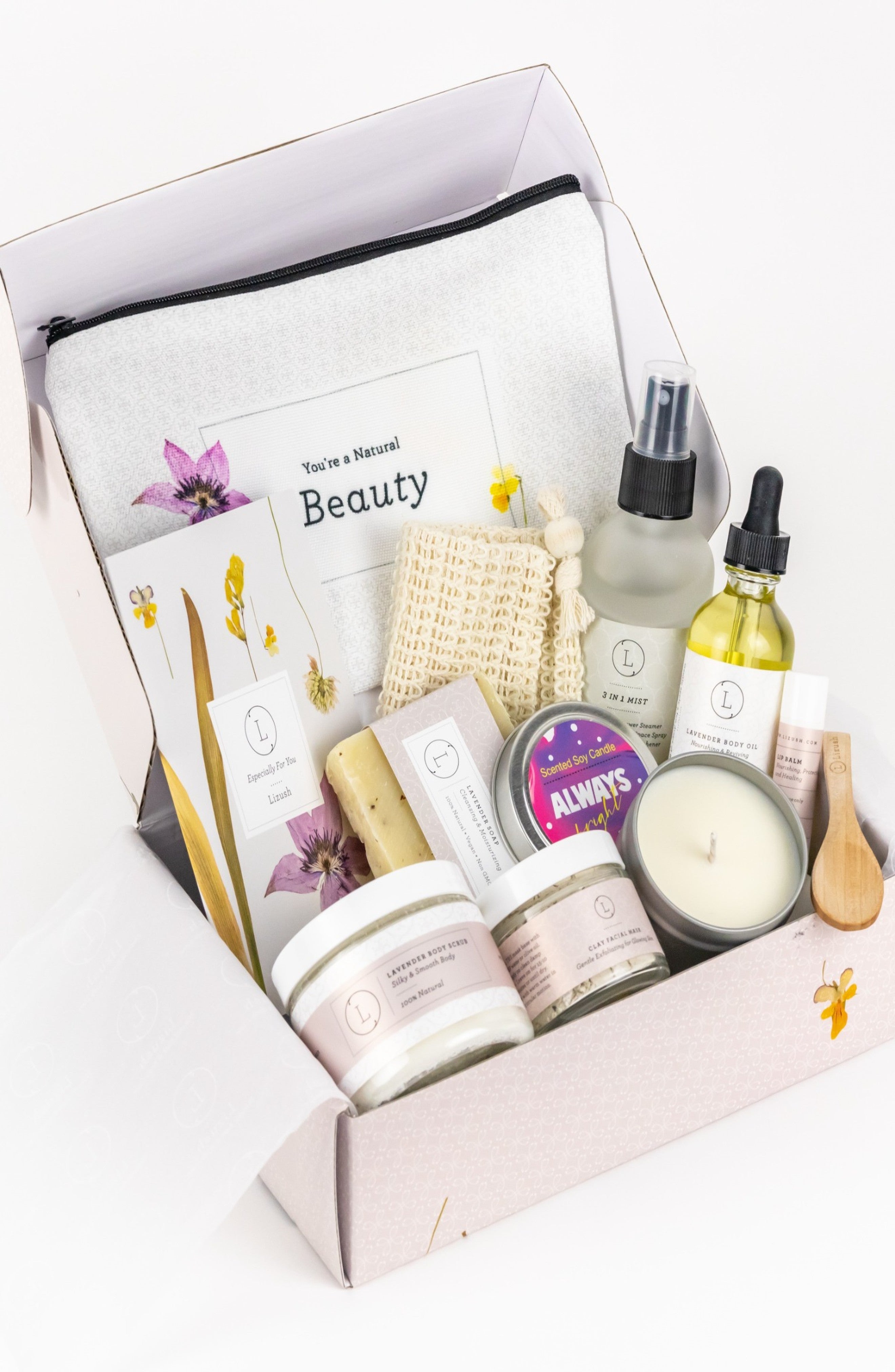 Spa Gift Box, Natural Lavender Bath & Body Relaxing Package for Friend DestGlow