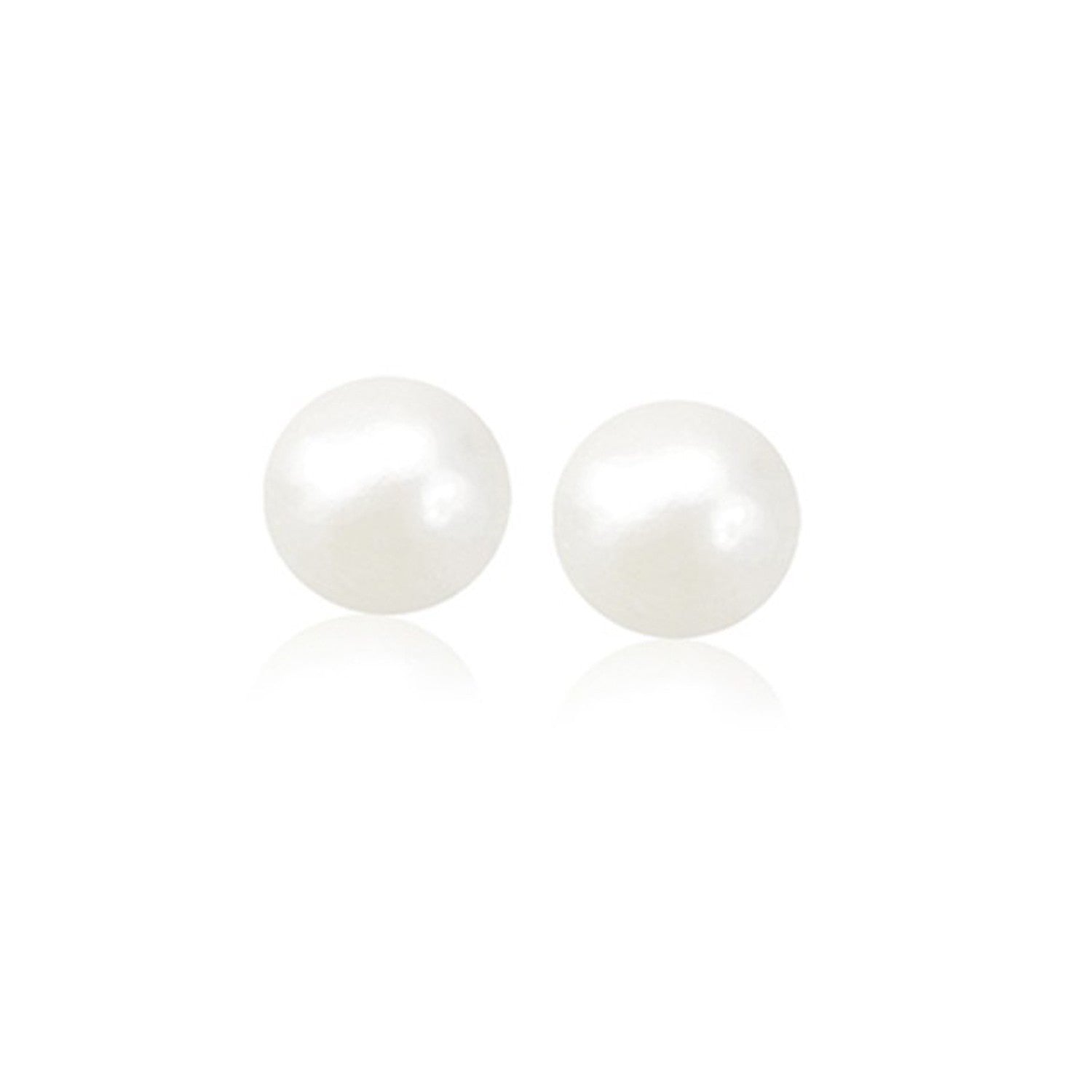 14k Yellow Gold Freshwater Cultured White Pearl Stud Earrings (8.0 mm) by Bids.com