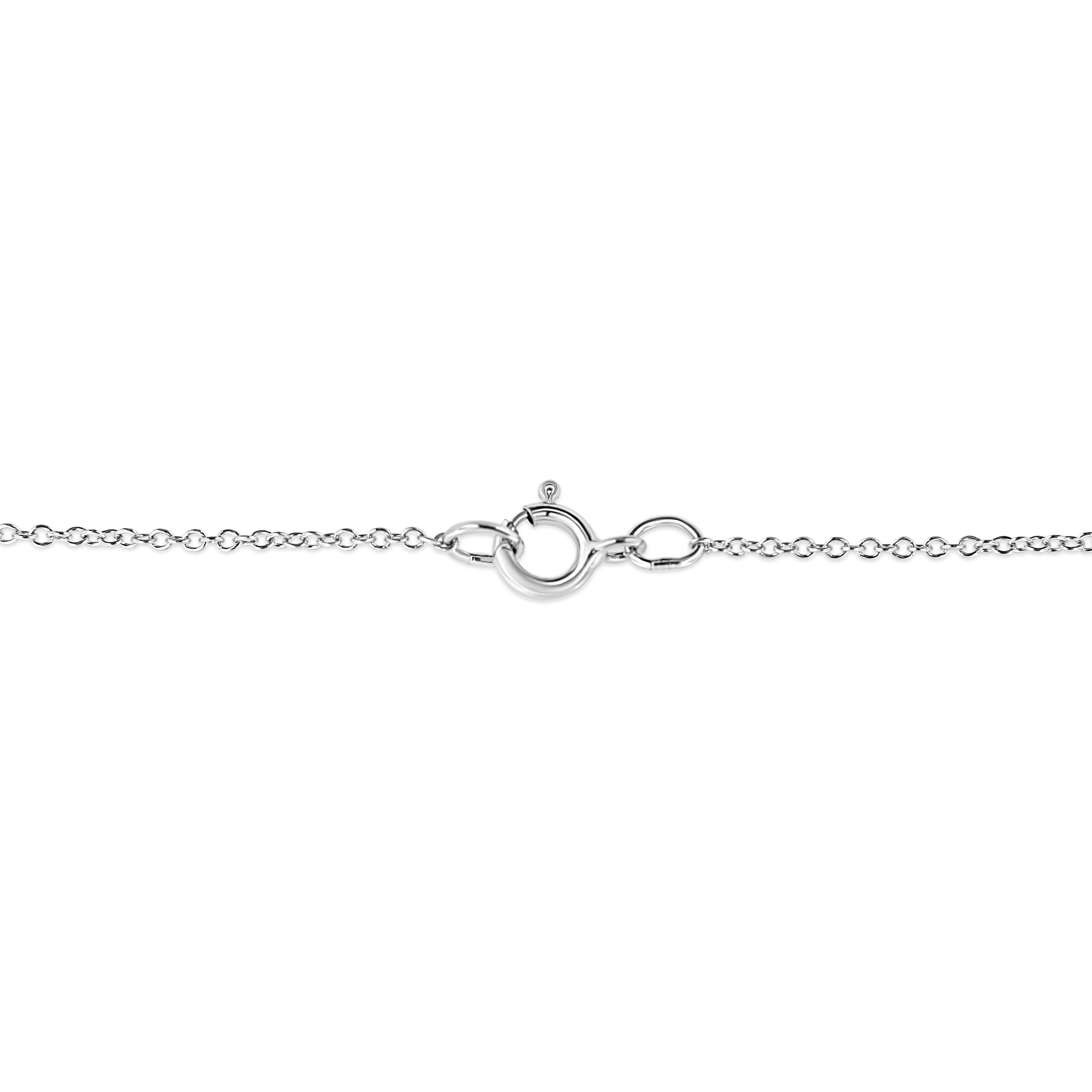 .925 Sterling Silver 1/10 cttw Pave-Set Round-Cut Diamond Open Cross 18" Pendant Necklace (I-J Color, I1-2 Clarity) DestGlow