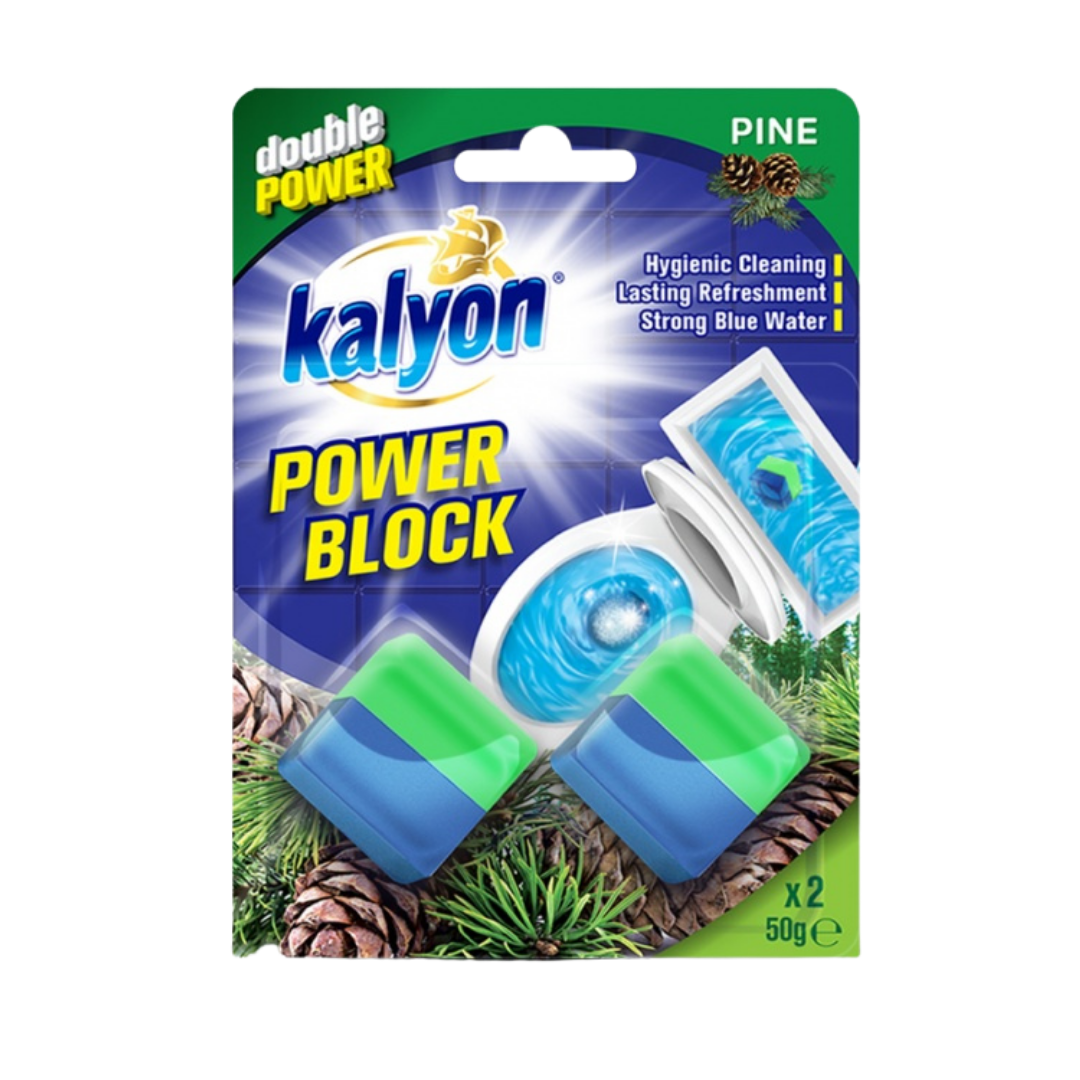 Kalyon Power Block Pine Scent Toilet Rim Block (2 x 50g) DestGlow