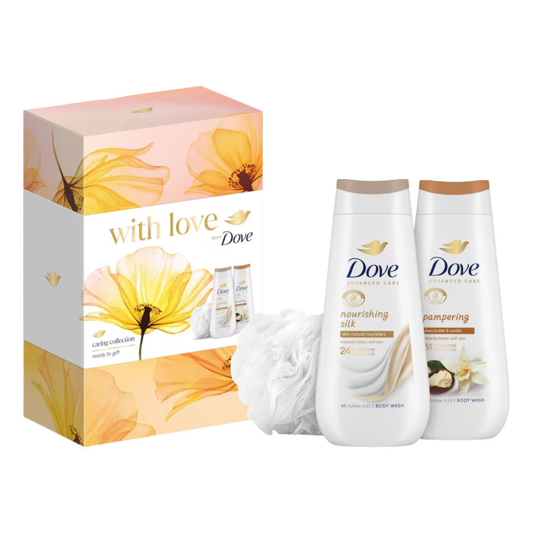 Dove With Love Caring Collection Body Wash Gift Set (3-Piece) DestGlow