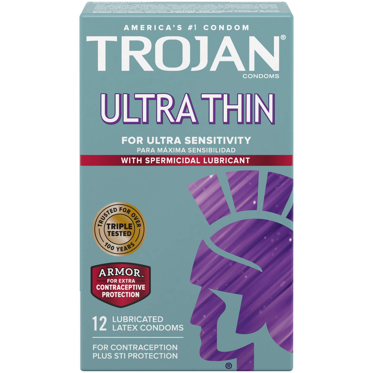 Trojan Condom Sensitivity Ultra Thin Spermicidal Lubricant 4 x 12 by Pasteur Pharmacy