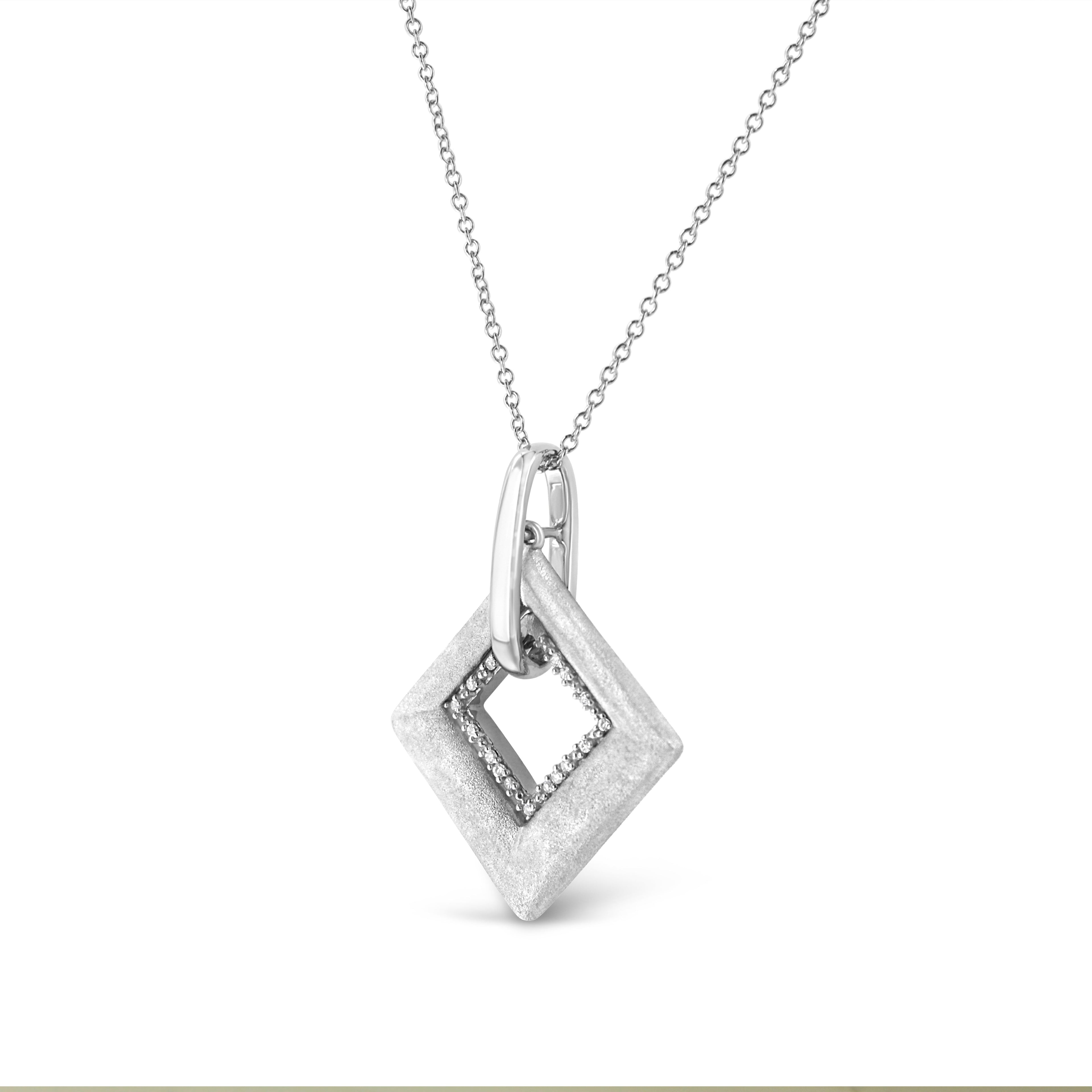 .925 Sterling Silver Pave-Set Diamond Accent Kite Shape 18" Pendant Necklace (I-J Color, I1-I2 Clarity) by Bids.com