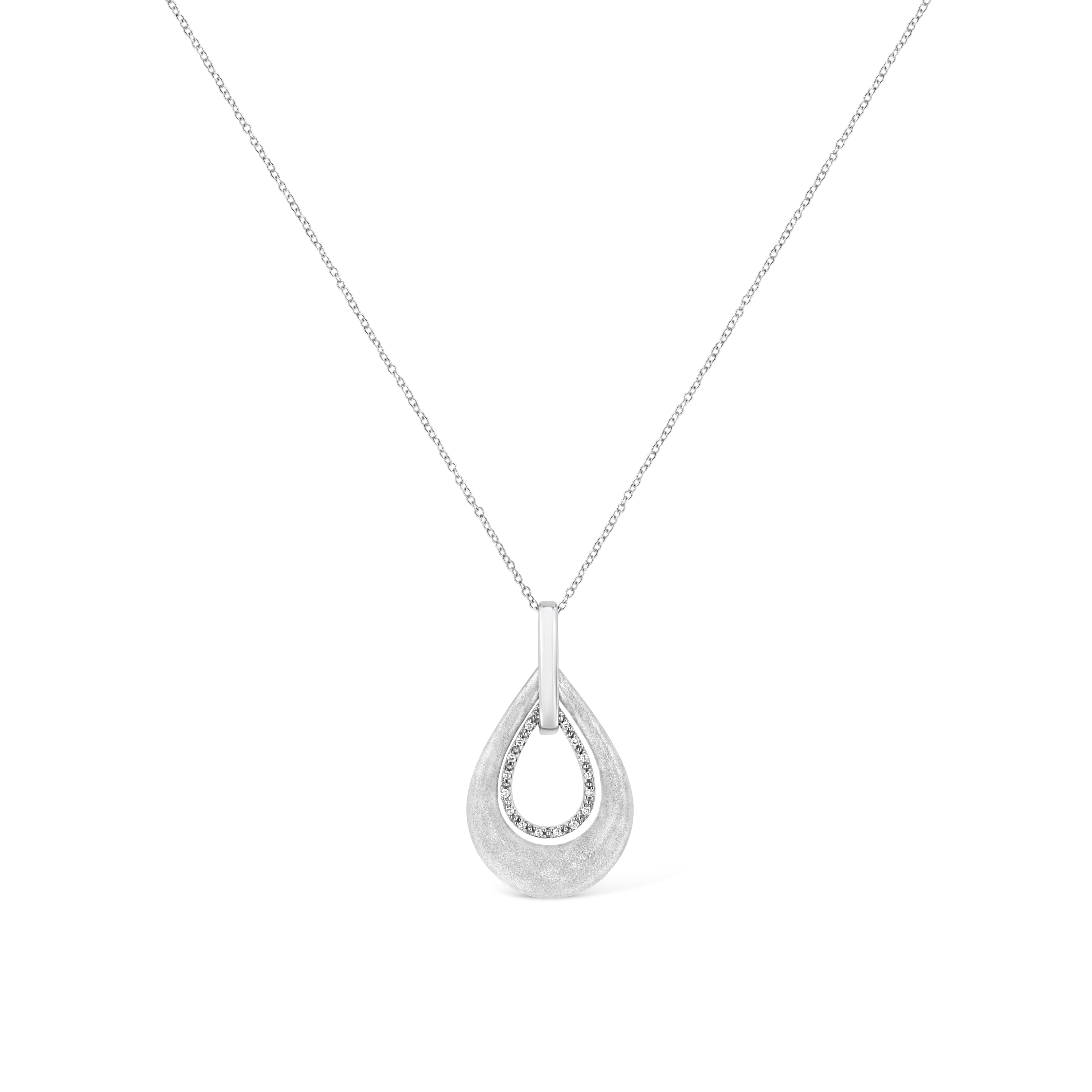 .925 Sterling Silver Prong-Set Diamond Accent Fashion Double Drop Design 18" Pendant Necklace (I-J Color, I1-I2 Clarity) by Bids.com
