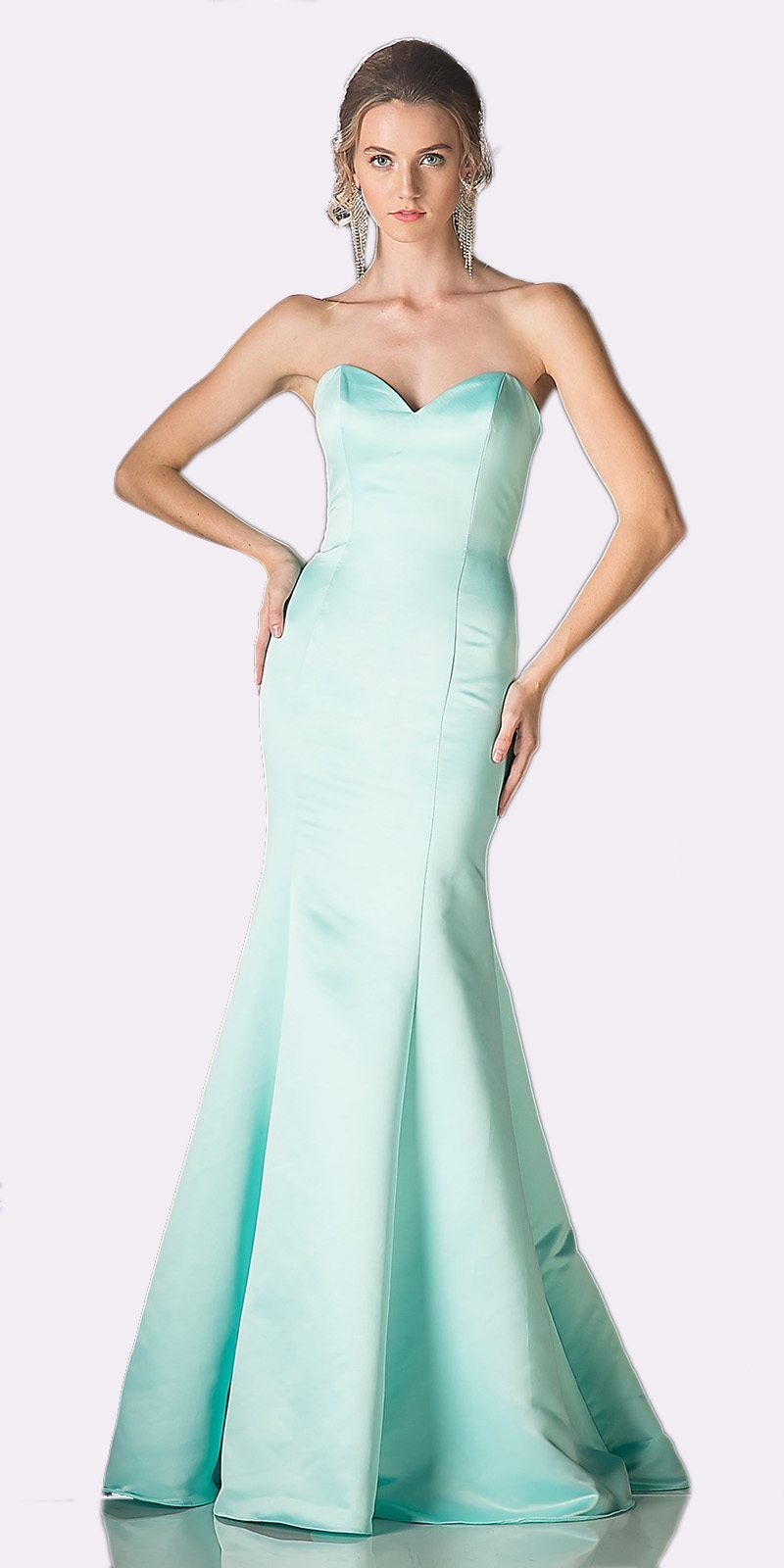 Cinderella Divine 8792 Strapless Sweetheart Neckline Mermaid Satin Gown by DiscountDressShop