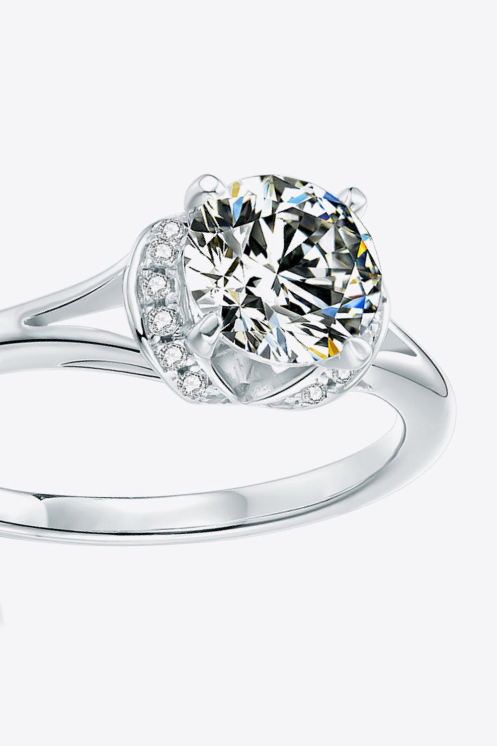 1 Carat Brilliant Round Cut Sparkala™ Split Shank Ring (Platinum Over Pure Sterling Silver) by Sparkala