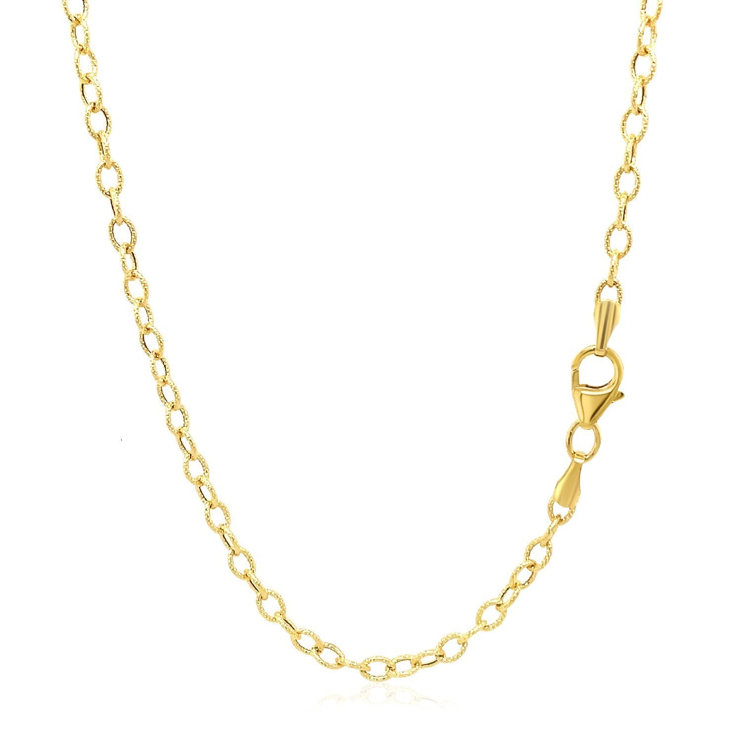 2.5mm 14k Yellow Gold Pendant Chain with Textured Links by Bids.com
