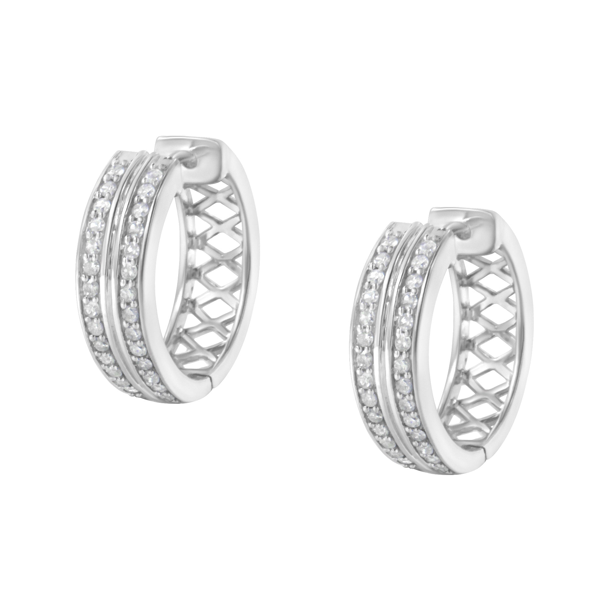 10K White Gold Diamond Hoop Earring (1/2 cttw, I-J Color, I2-I3 Clarity) by Bids.com