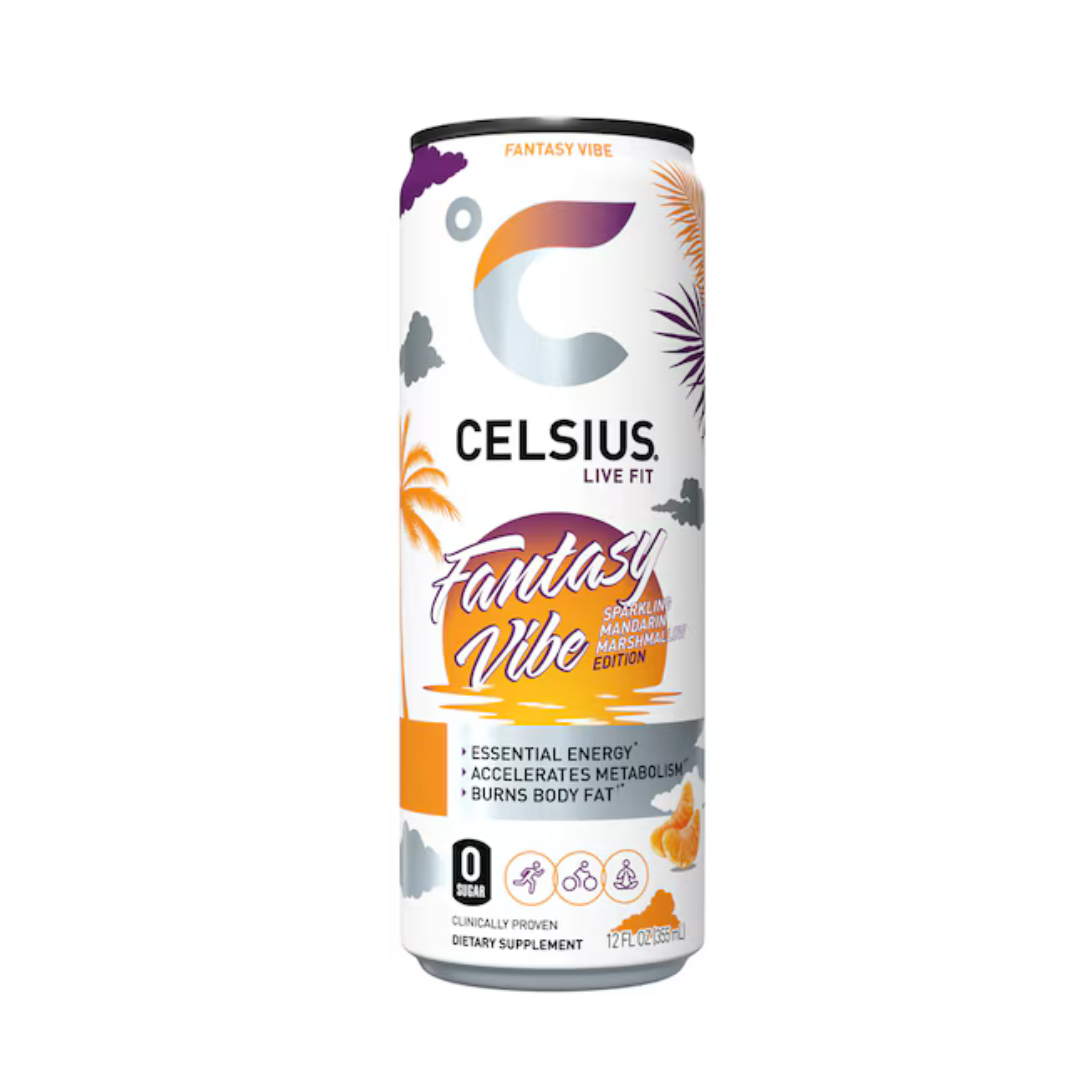 Celsius Vibe Fantasy Vibe Mandarin Marshmallow Sparkling Energy Drink (12oz) DestGlow