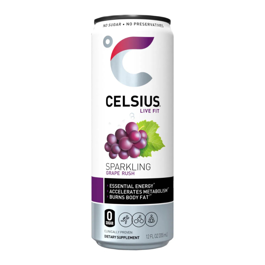 Celsius Live Fit Sparkling Grape Rush Energy Drink (12oz) DestGlow