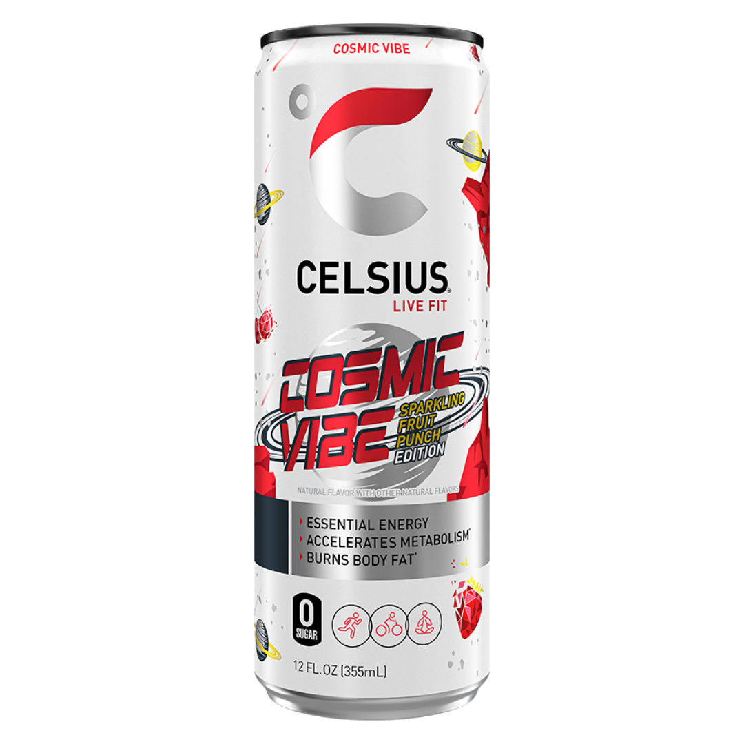 Celsius Vibe Cosmic Vibe Fruit Punch Sparkling Energy Drink (12oz) DestGlow