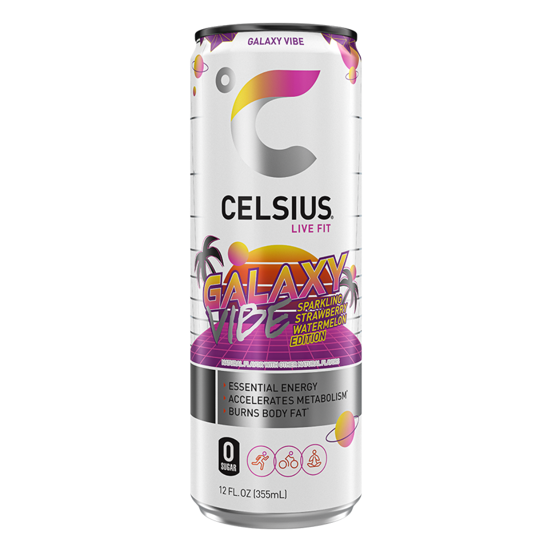 Celsius Vibe Galaxy Vibe Strawberry Watermelon Sparkling Energy Drink (12oz) DestGlow