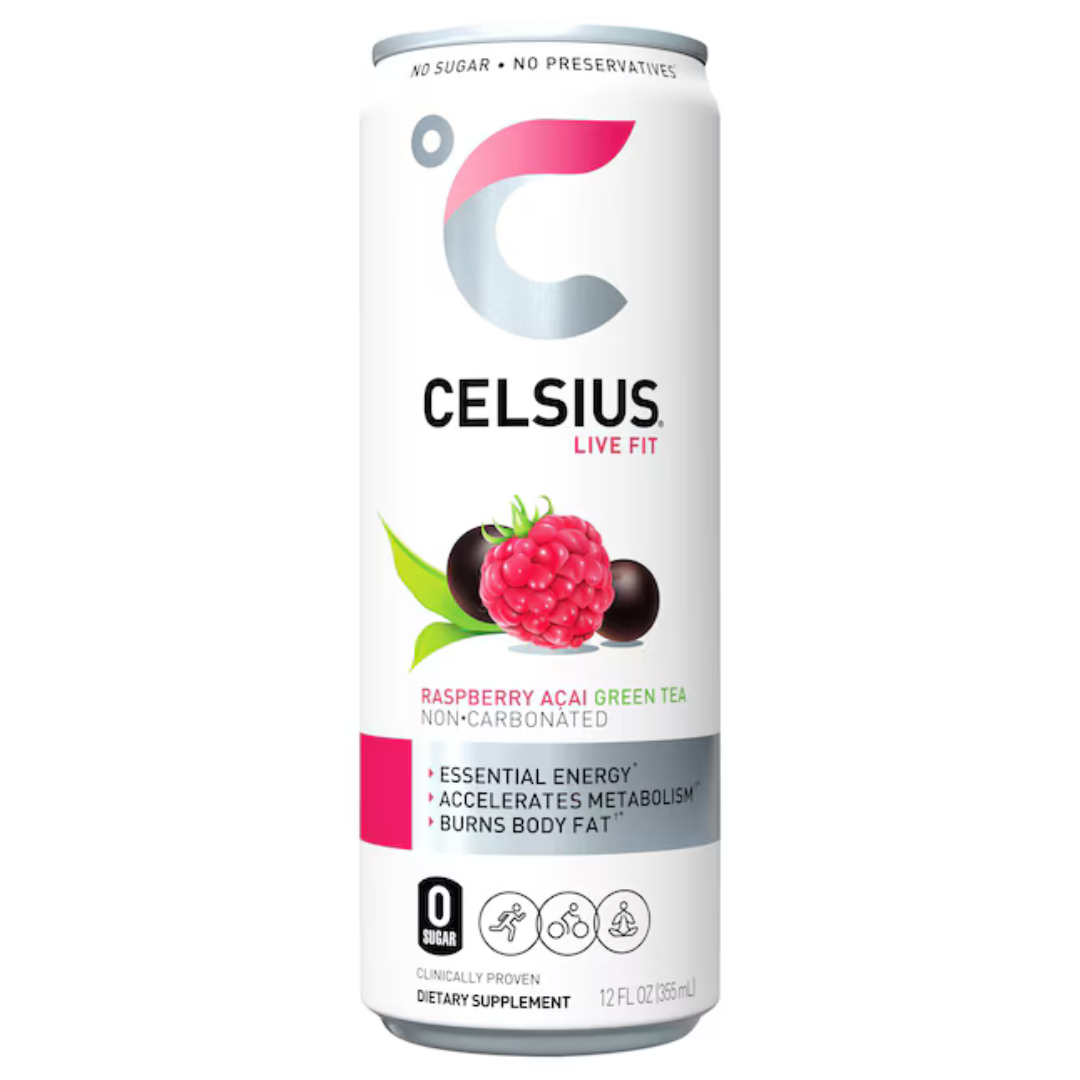 Celsius Live Fit Raspberry Acai Green Tea Non-Carbonated Energy Drink (12oz) DestGlow