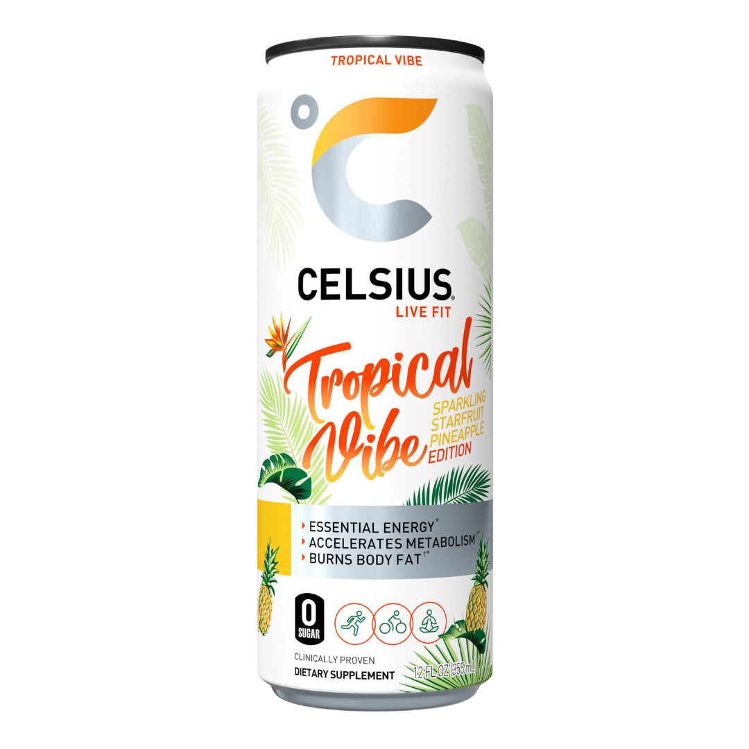 Celsius Vibe Tropical Vibe Starfruit Pineapple Energy Drink (12oz) DestGlow