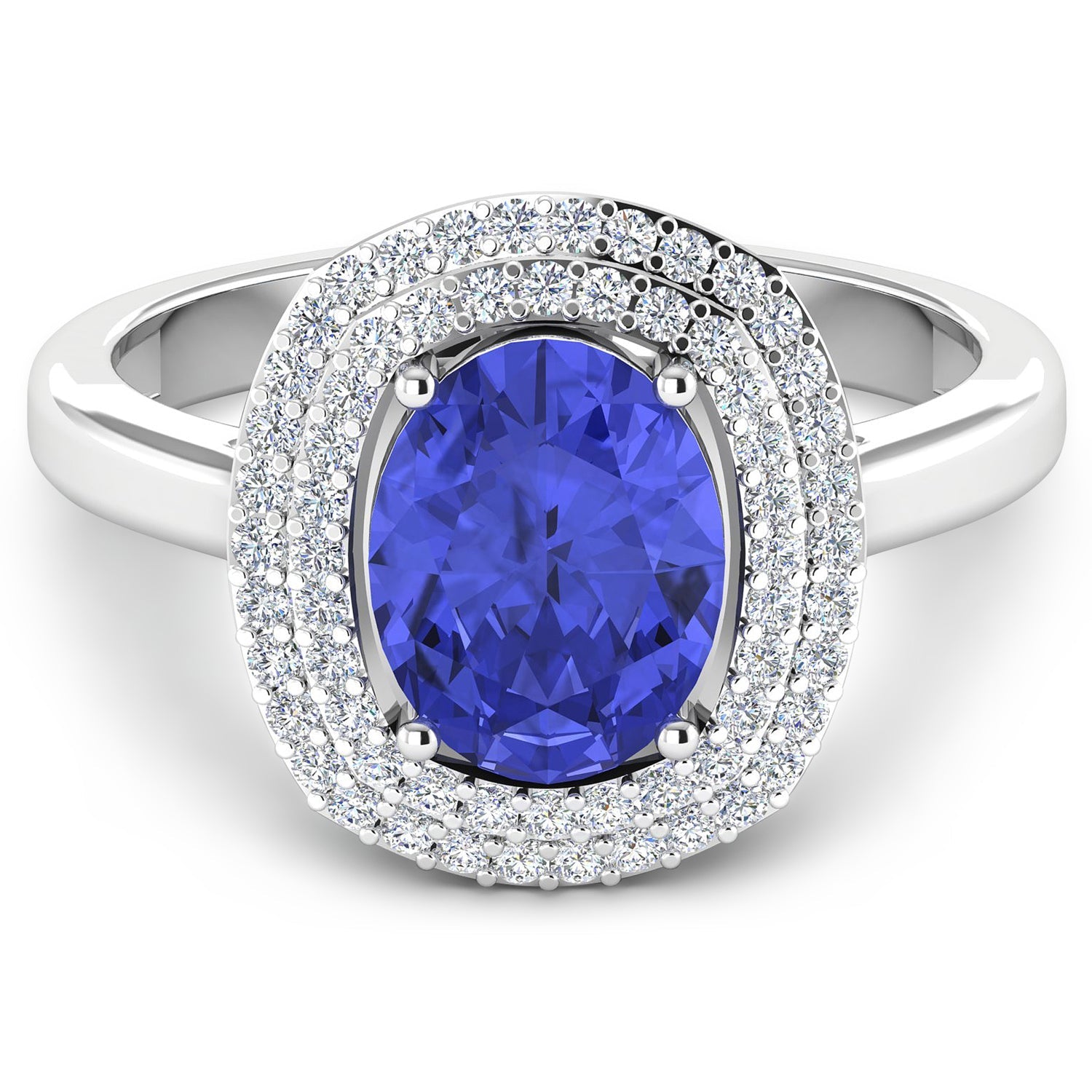 2.02 Carat Genuine Tanzanite and White Diamond 14K White Gold Ring by Bids.com
