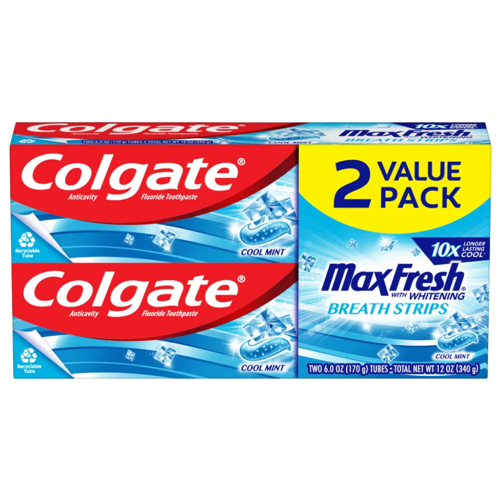 Colgate Max Fresh Toothpaste with Mini Breath Strips (2pk 5.6oz) DestGlow