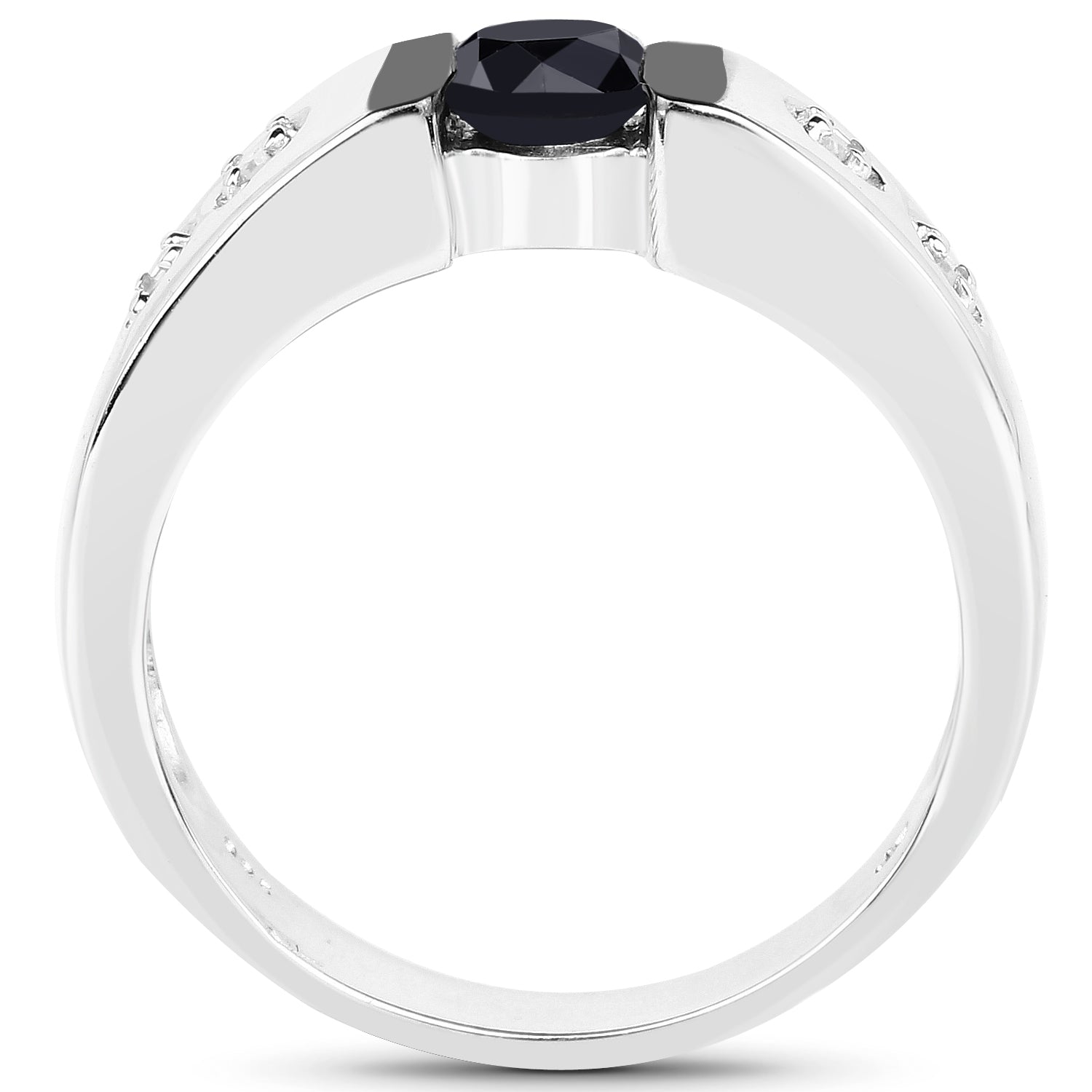 0.56 Carat Genuine Black Diamond and White Diamond .925 Sterling Silver Ring by Bids.com