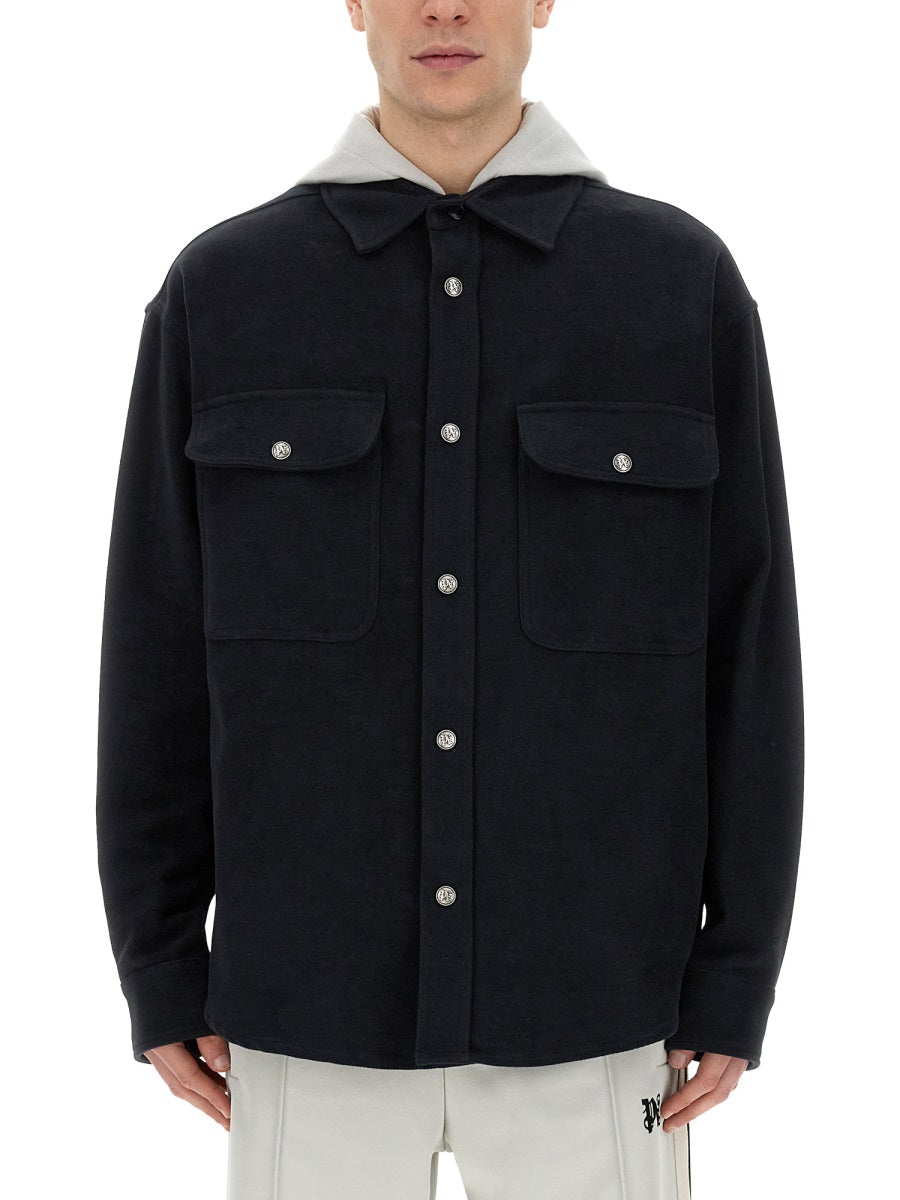 Palm Angels Men Shirt-Jacket With Monogram DestGlow