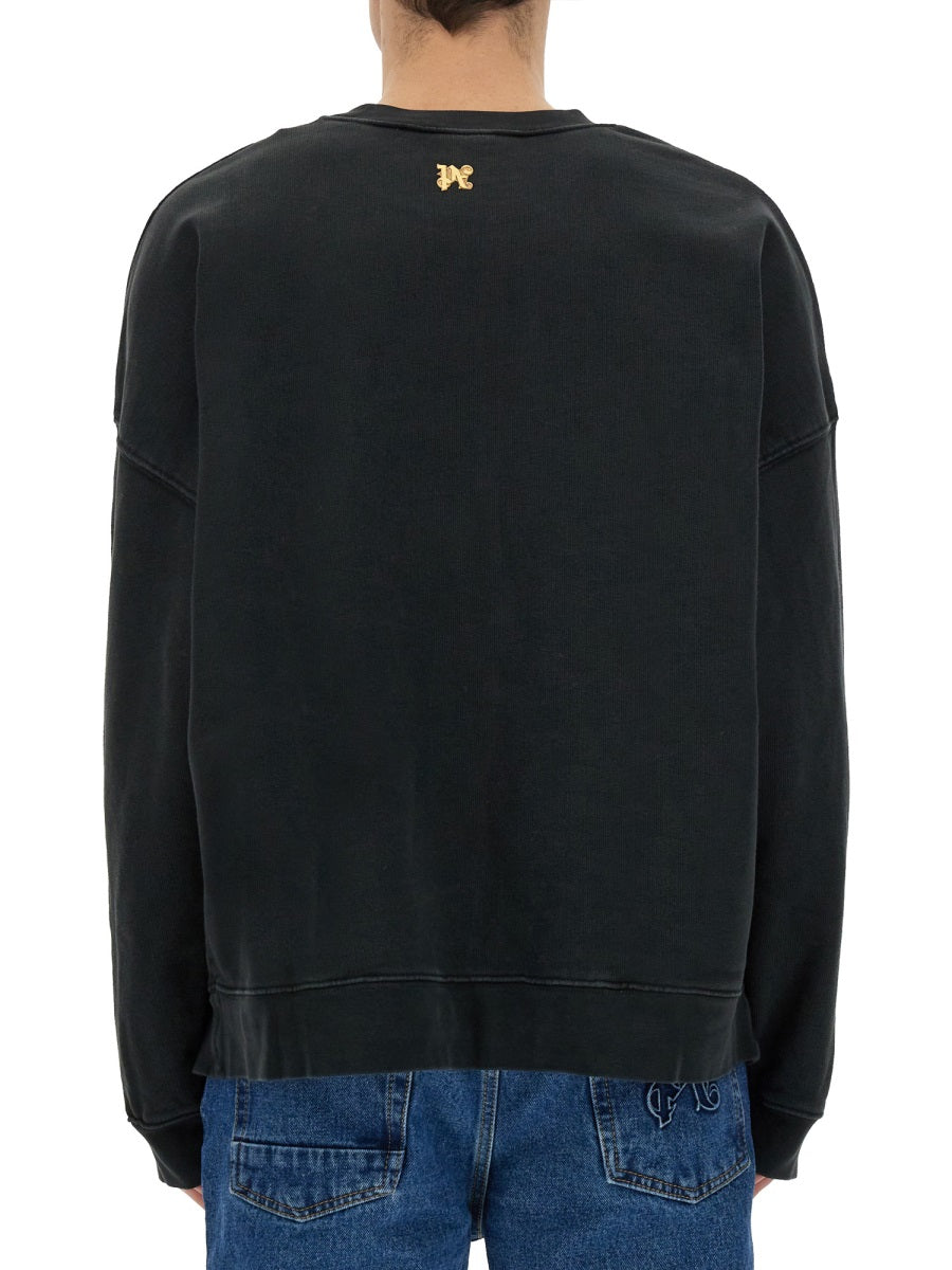 Palm Angels Men "Burning Monogram" Print Sweatshirt DestGlow