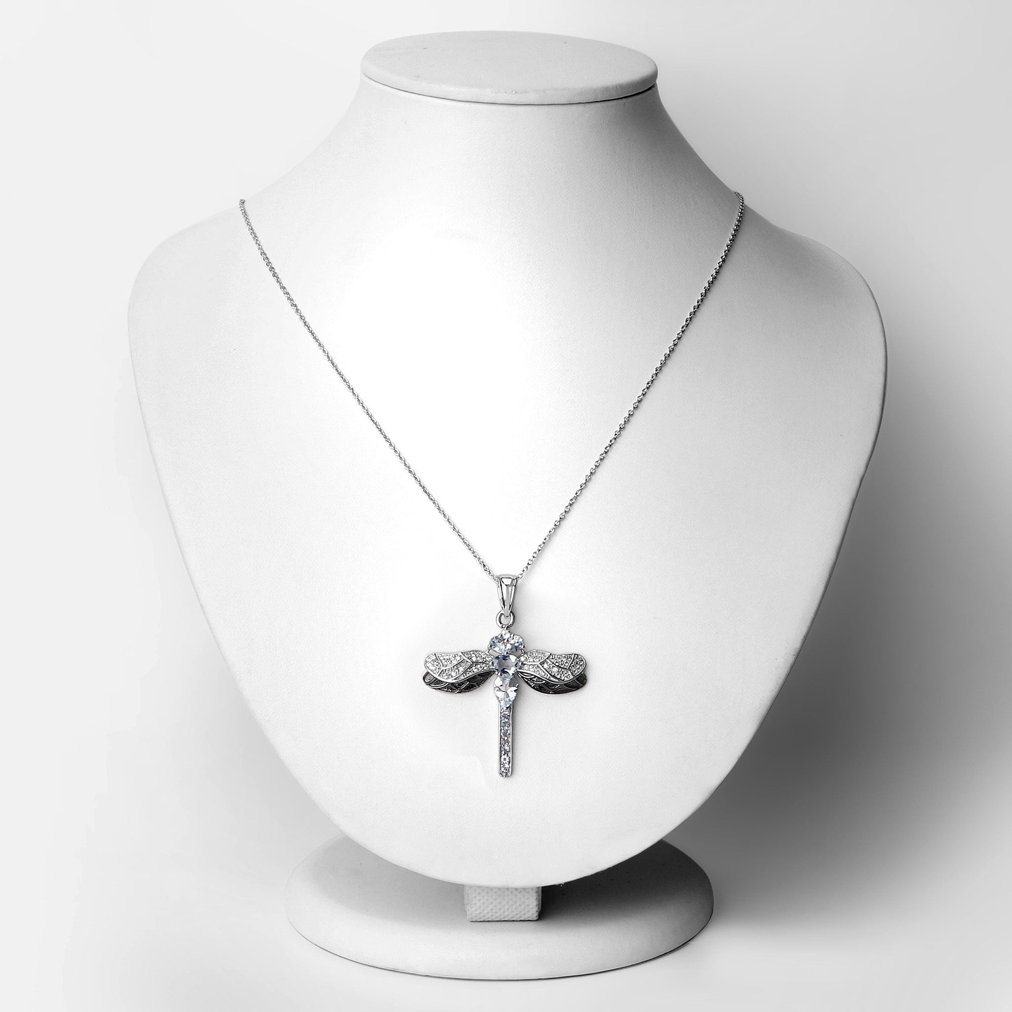 1.86 Carat Genuine Aquamarine and White Zircon .925 Sterling Silver Pendant DestGlow
