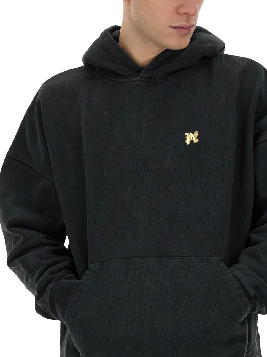 Palm Angels Men "Burning Monogram" Print Sweatshirt DestGlow
