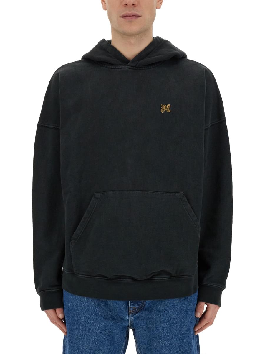 Palm Angels Men "Burning Monogram" Print Sweatshirt DestGlow