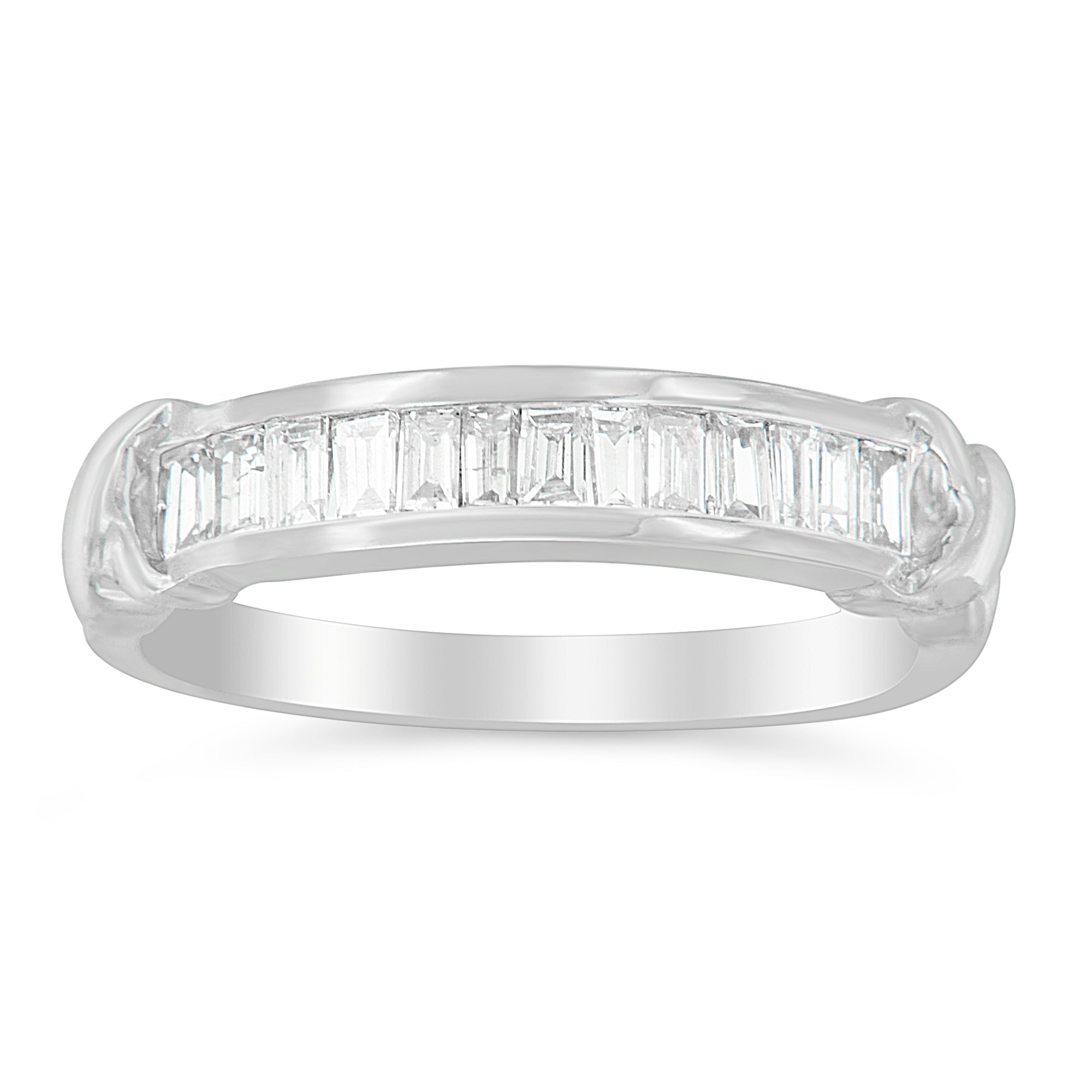 .925 Sterling Silver 1/2 Cttw Baguette Cut Diamond Channel Set X-Station Wedding Ring (H-I Color, I1-I2 Clarity) - Size 6-1/2 by Bids.com