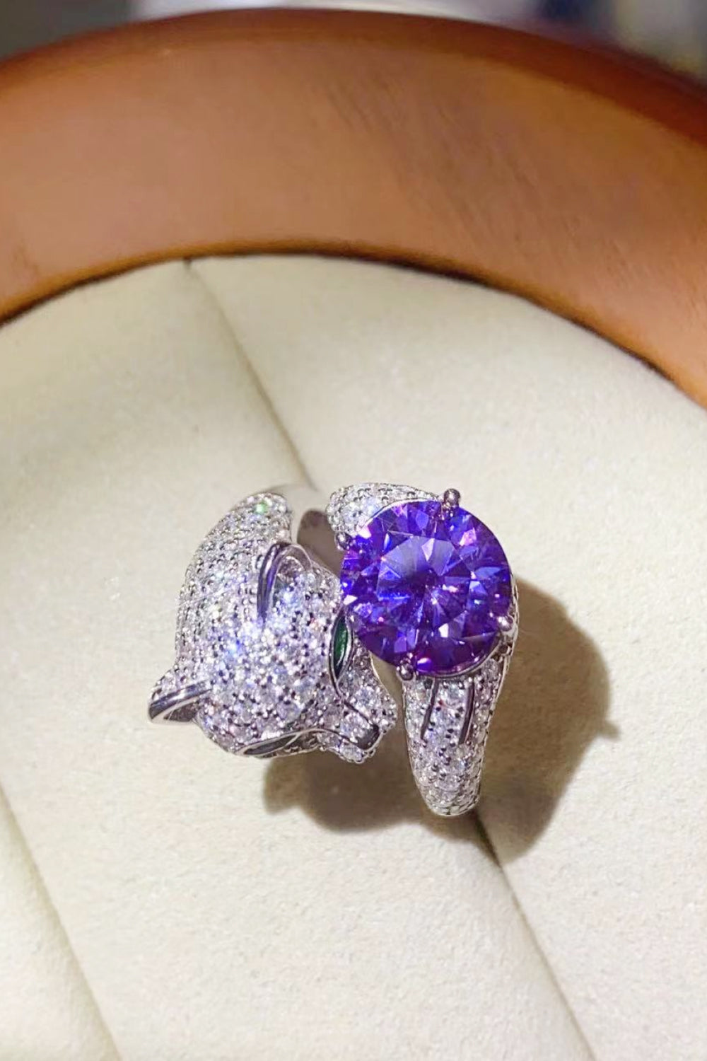 2 Carat Blue Sparkala™ Adjustable Animal Bypass Ring (Platinum Over Pure Sterling Silver) by Sparkala