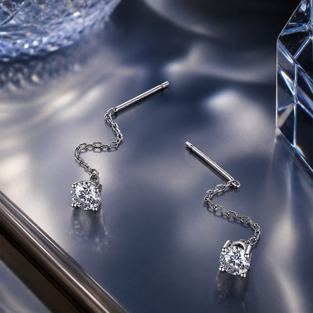 925 Sterling Silver 4.0 Carat Moissanite Earrings for Women DestGlow