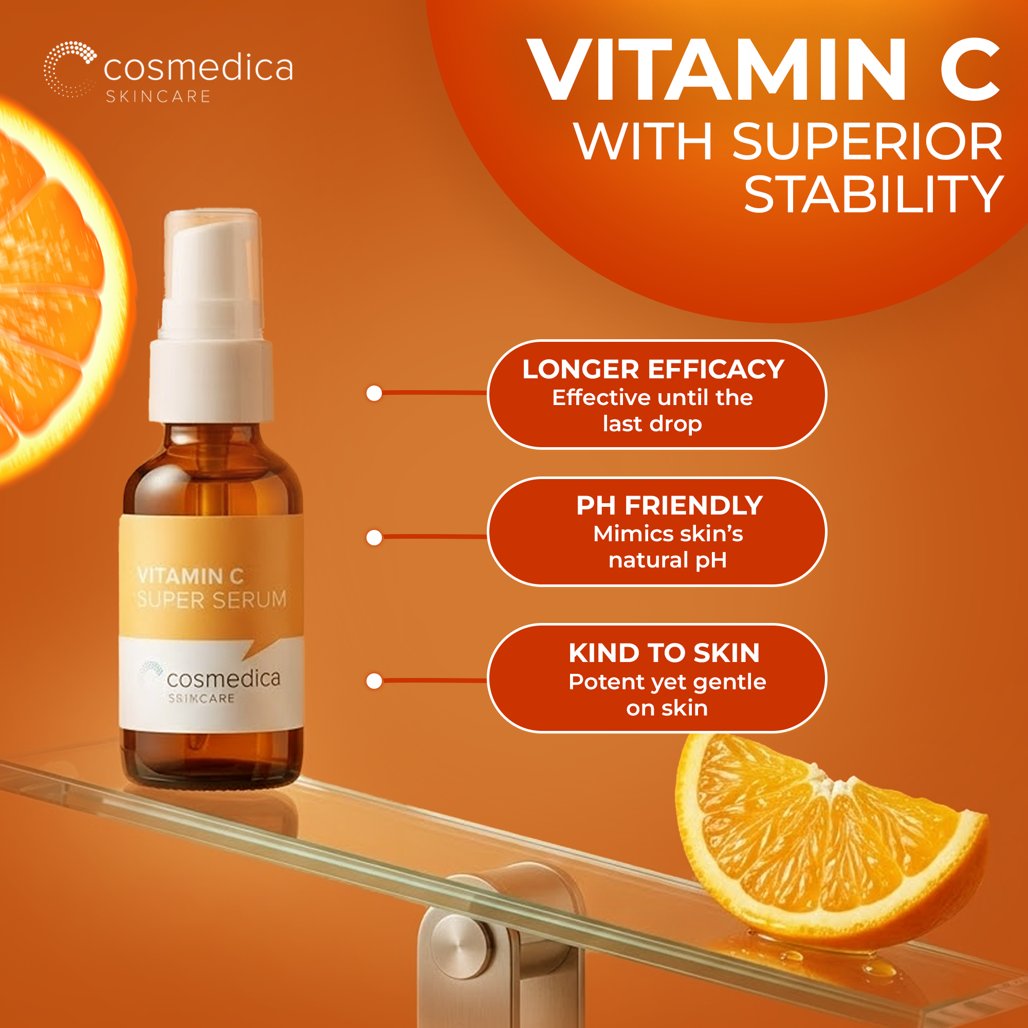 Cosmedica Skincare Vitamin C Serum for Face with Hyaluronic Acid – Anti Aging Serum for Dark Spots, Fine Lines, Wrinkles – Hydrating Collagen Booster for Women & Men DestGlow