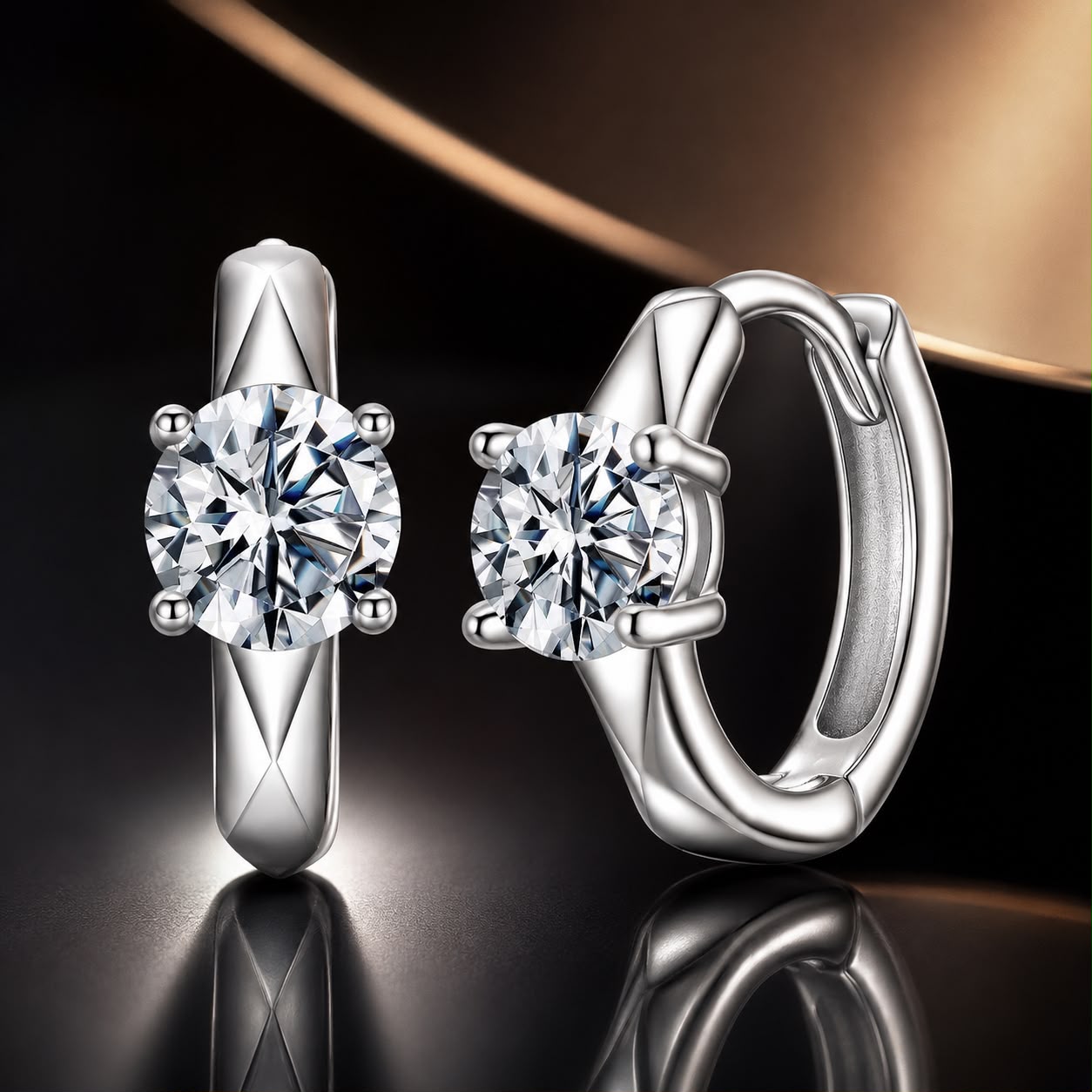 925 Sterling Silver Moissanite 0.50 Carat Earrings for Women DestGlow