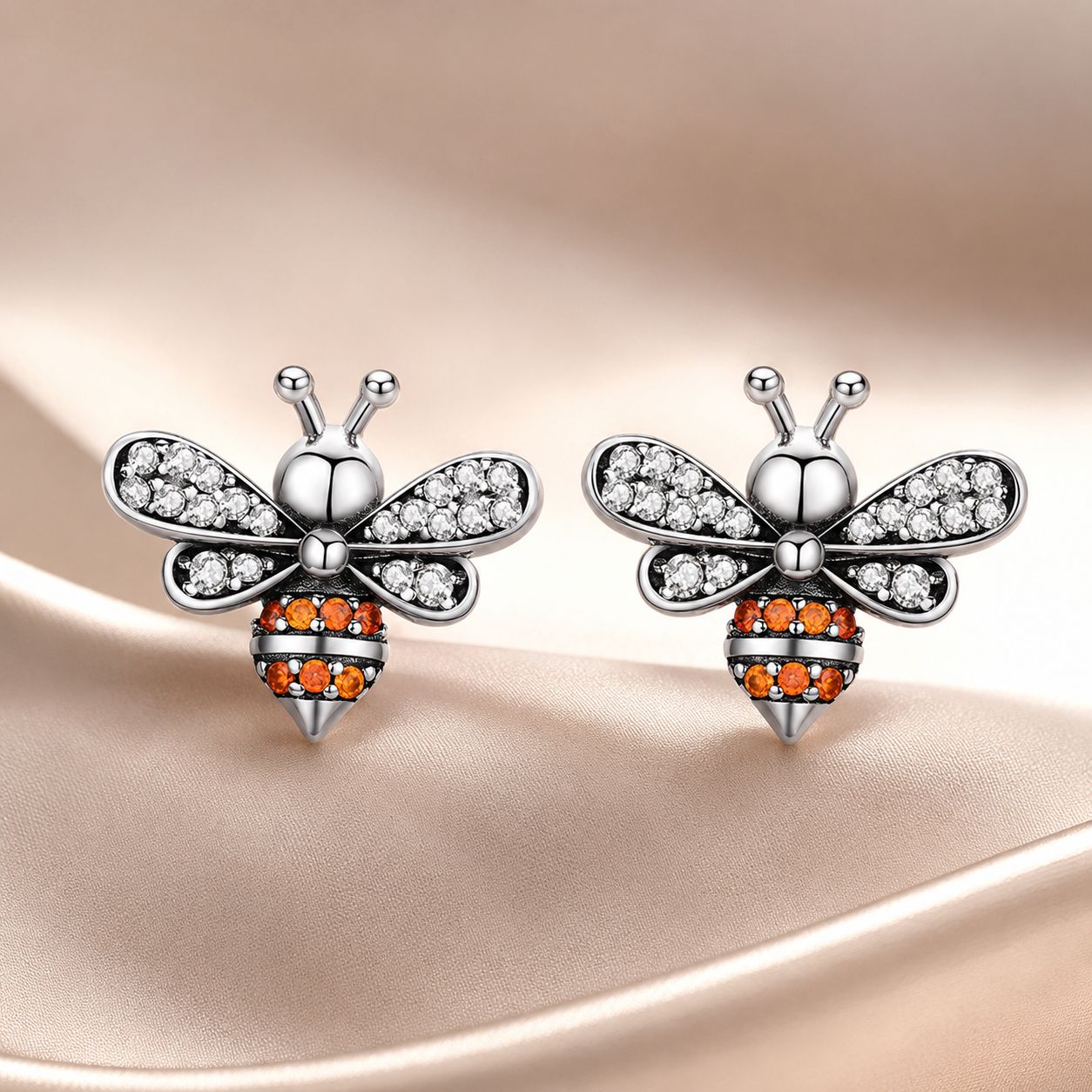 925 Sterling Silver Earrings with Pavé Setting CZ - 1.2x1.4cm for Women DestGlow