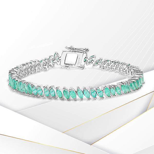 6.82 Carat Genuine Zambian Emerald .925 Sterling Silver Bracelet DestGlow