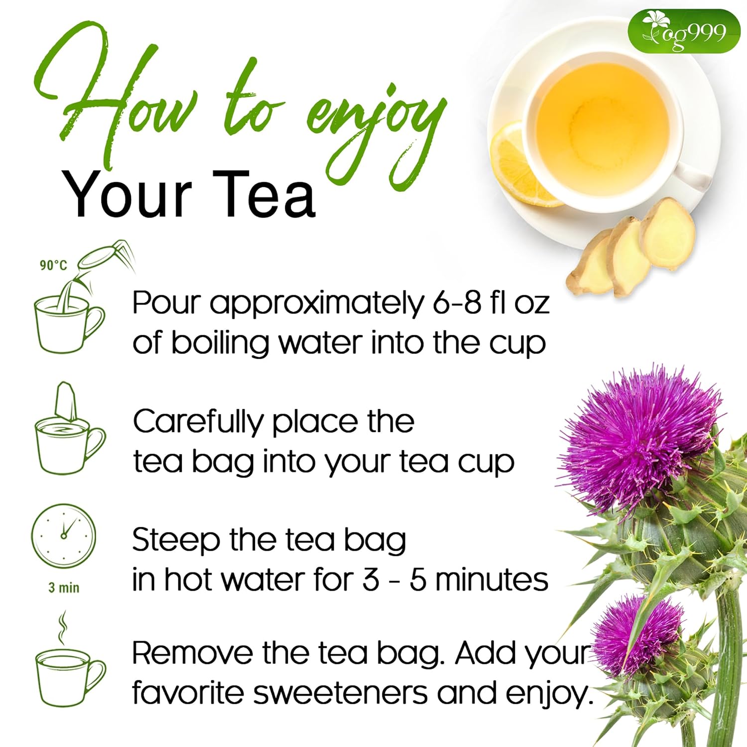 Premium Stomach & Liver Herbal Tea | Milk Thistle Seed, Ginger, Fennel, Peppermint & Licorice by FreshDrinkUS - Natural and Premium Herbal Tea