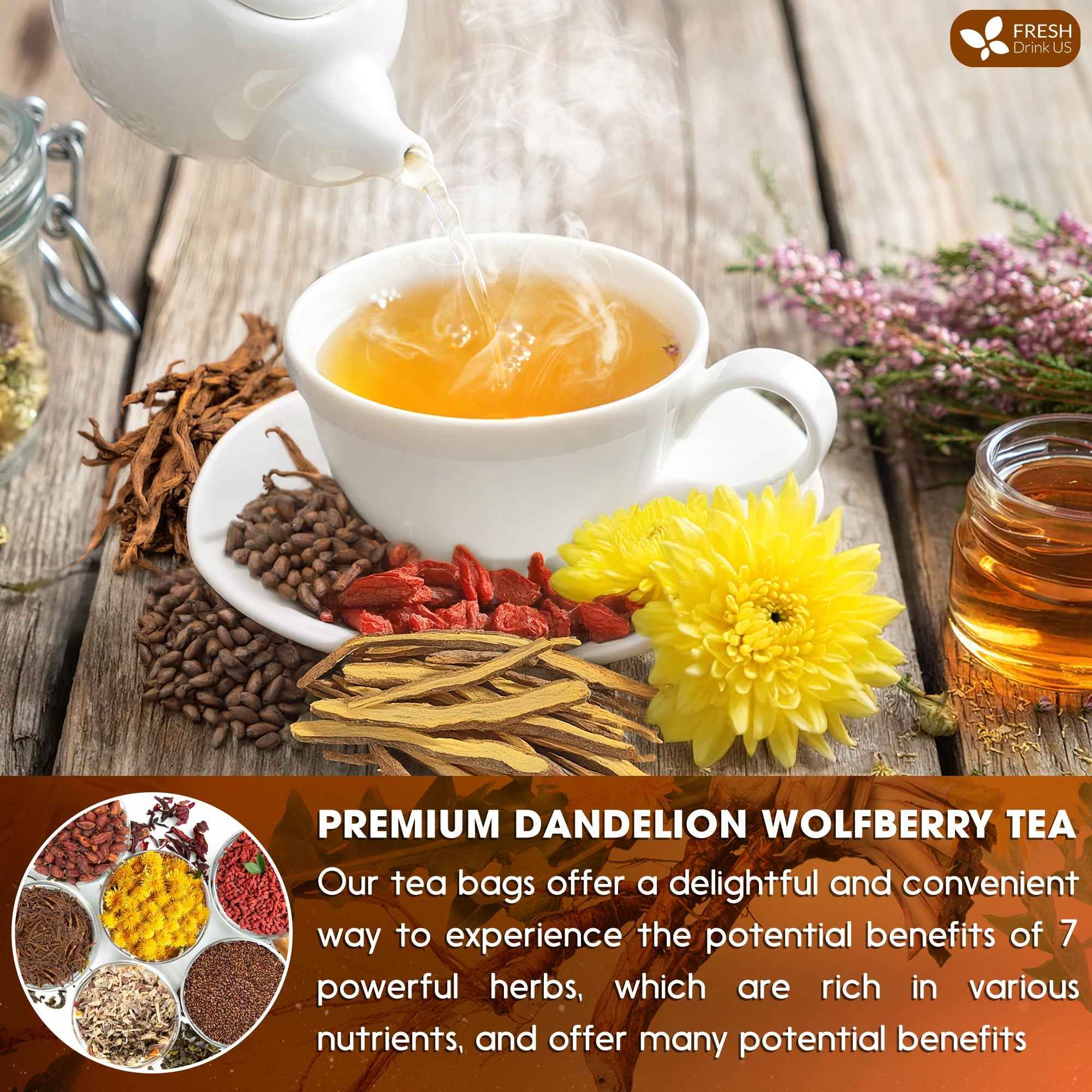 Dandelion Wolfberry Tea, 7 Herbal Ingredients