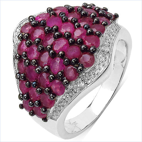2.76 Carat Genuine Ruby & White Topaz .925 Sterling Silver Ring by Bids.com