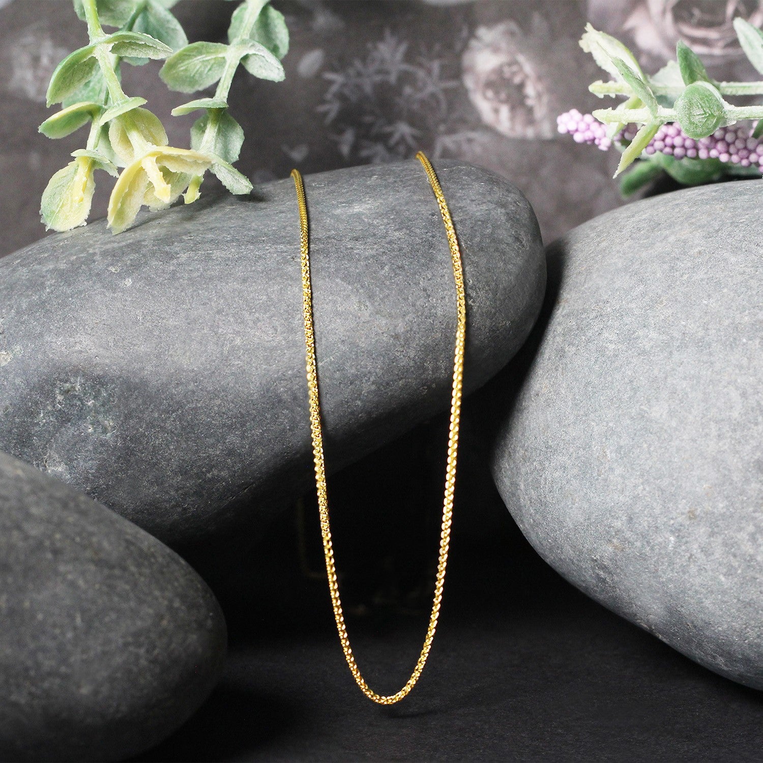 14k Yellow Gold Diamond Cut Round Wheat Chain 1.0mm by Bids.com