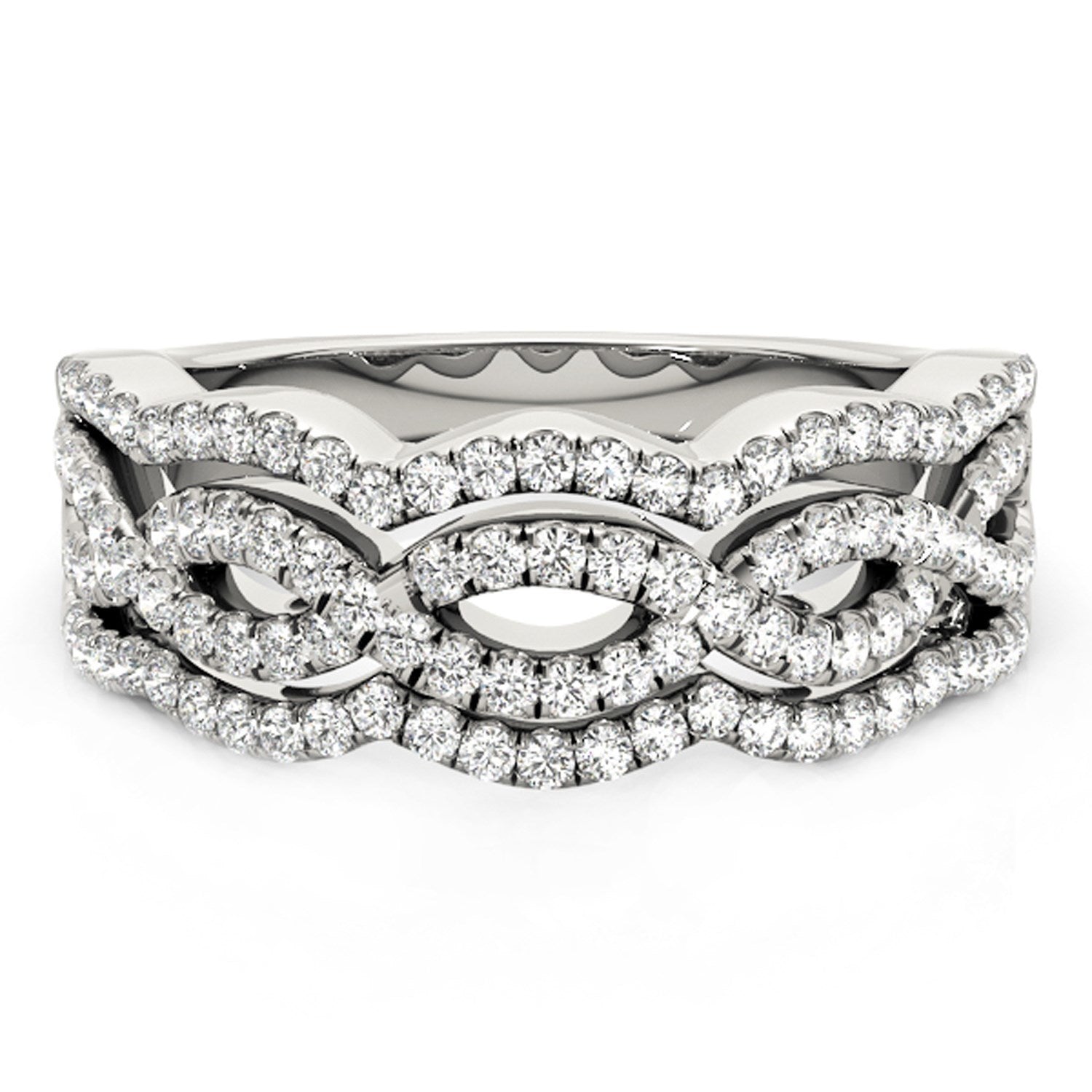 Diamond Studded Ring with Four Curves in 14k White Gold (5/8 cttw) by Bids.com