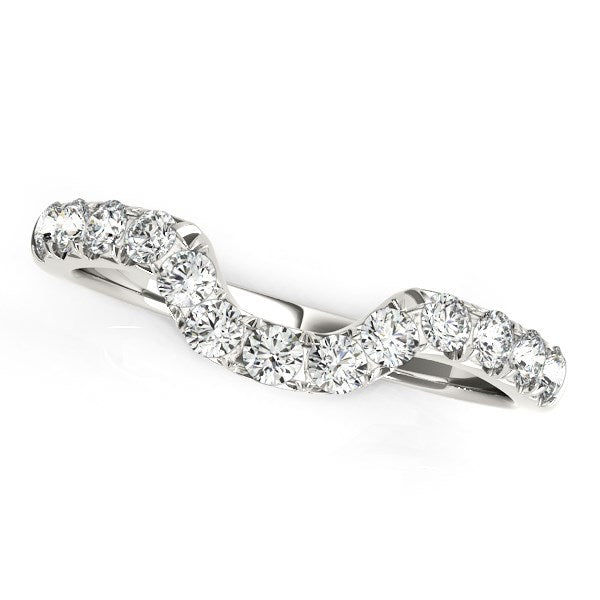 14k White Gold Curved Design Pave Diamond Wedding Ring (1/6 cttw) by Bids.com
