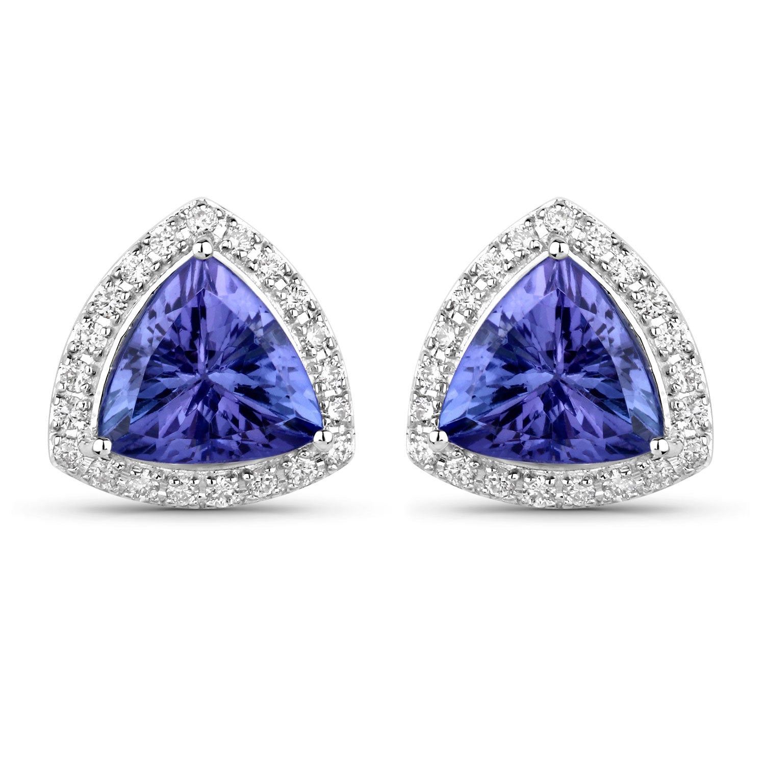 3.82 Carat Genuine Tanzanite and White Diamond 14K White Gold Earrings by Bids.com