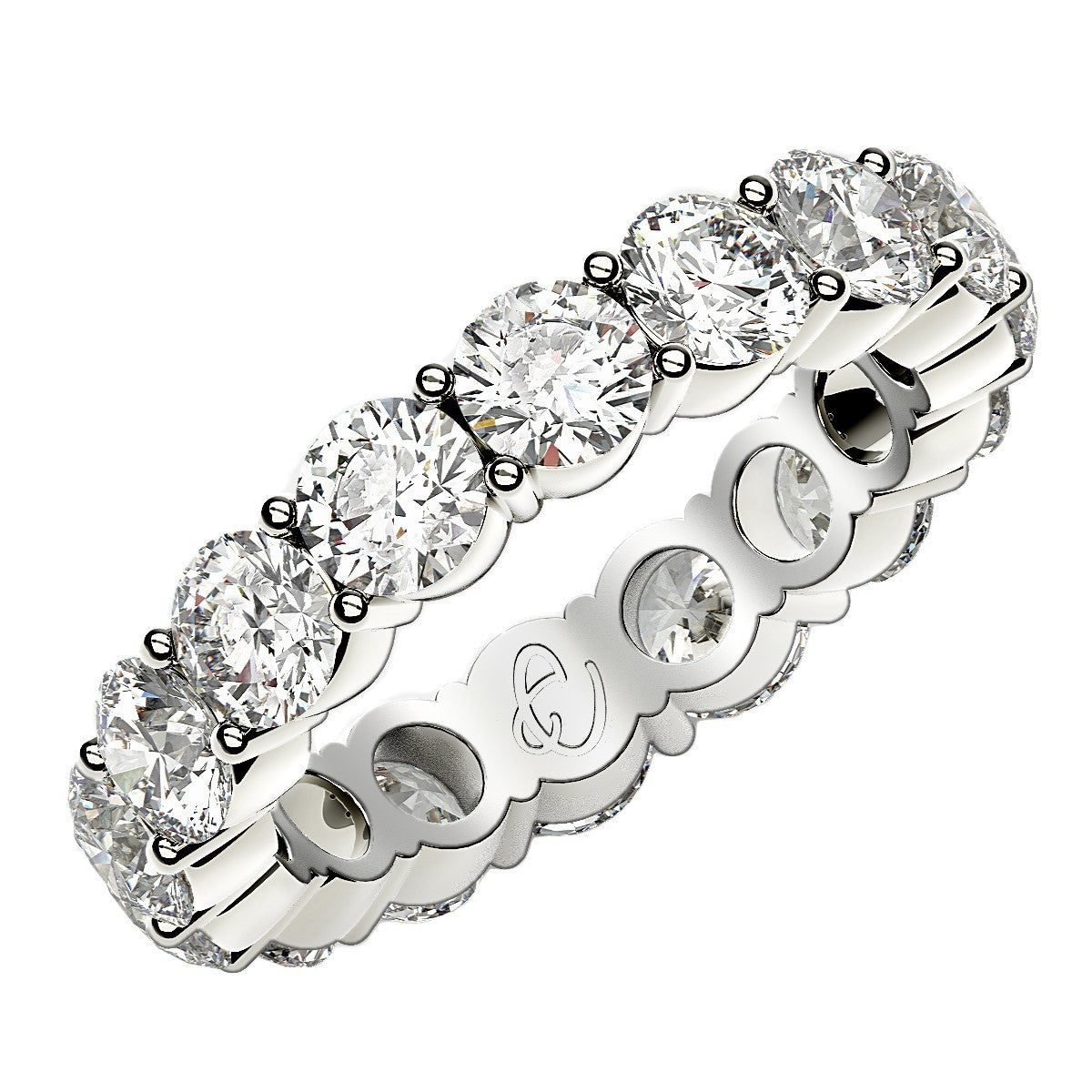Round Cut Lab Grown Diamond Eternity Ring in 14k White Gold (4 cttw FG/VS2) by Bids.com