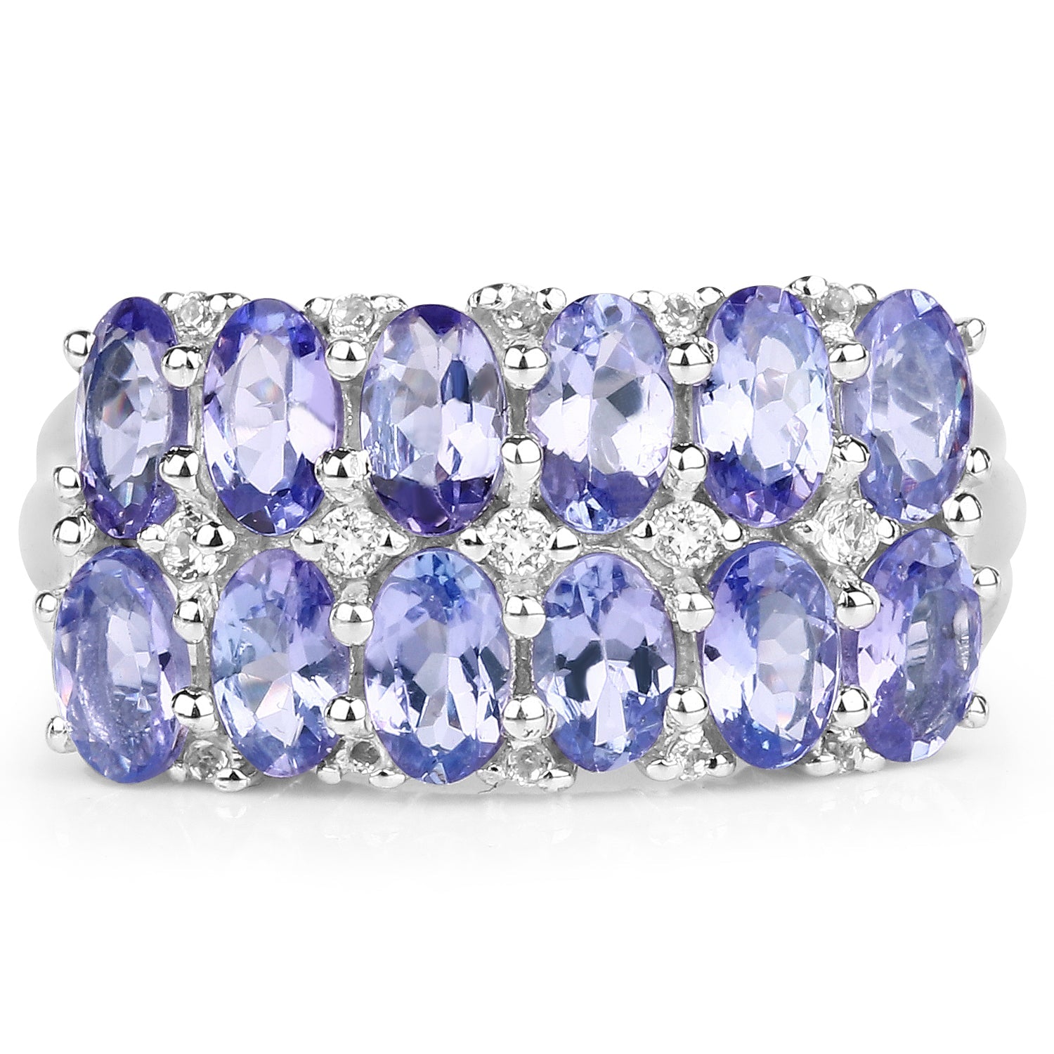 3.16 Carat Genuine Tanzanite & White Topaz .925 Sterling Silver Ring by Bids.com