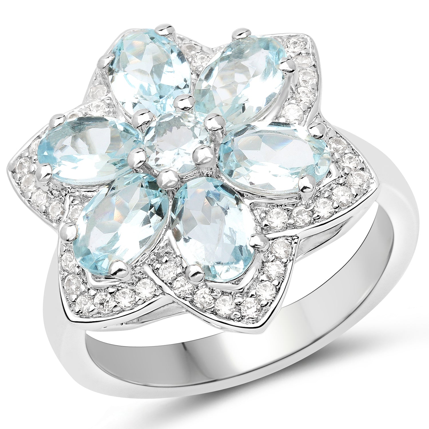 2.88 Carat Genuine Aquamarine .925 Sterling Silver Ring by Bids.com