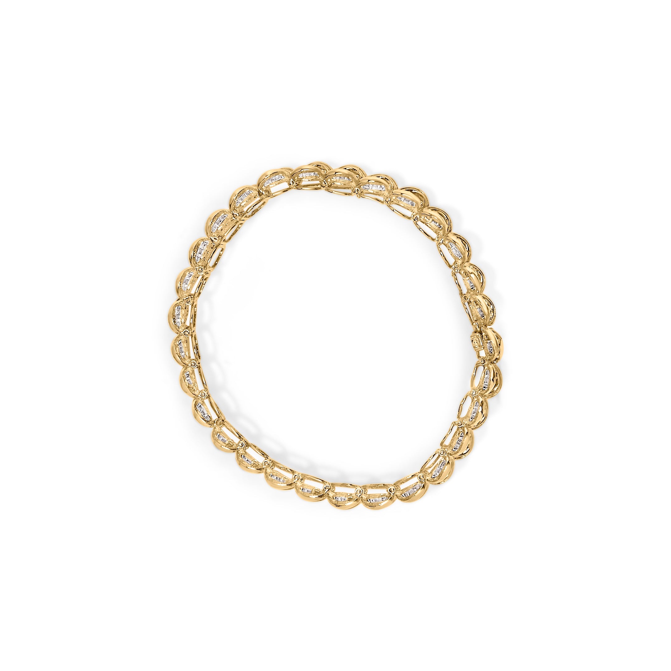 10K Yellow Gold 4.00 Cttw Pave Diamond Classic Link 7" Bracelet (I-J Color, I2-I3 Clarity) by Bids.com